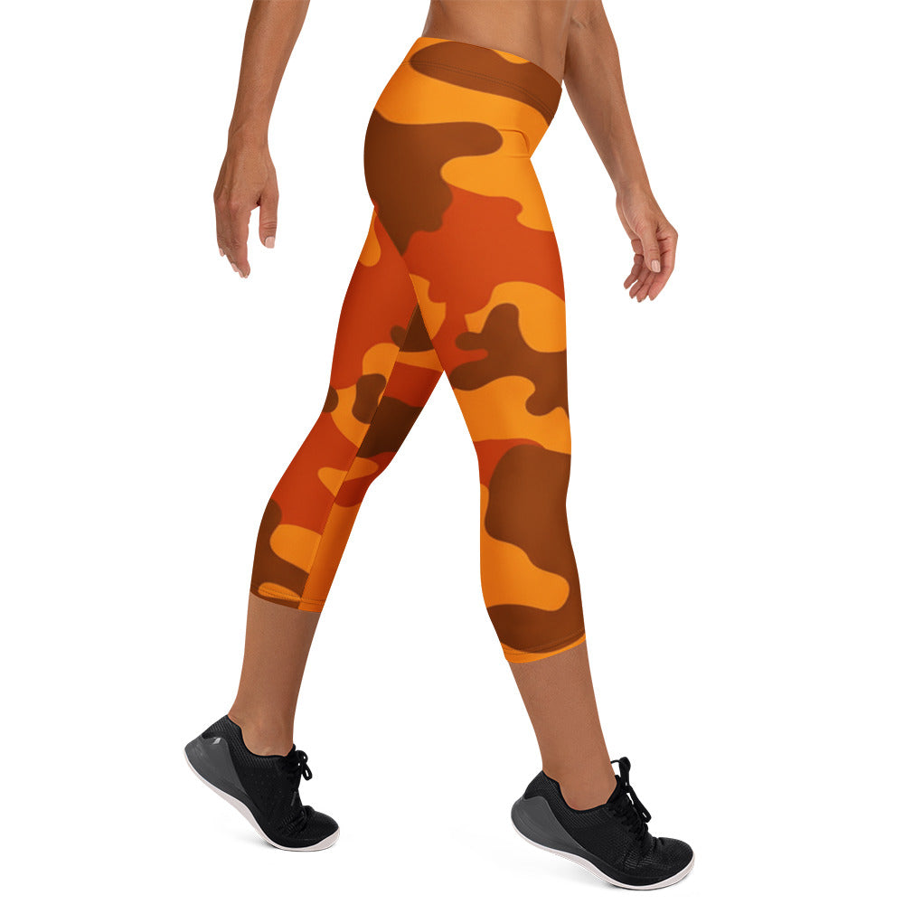 Burnt Orange Camo Capri Leggings | GearBunch