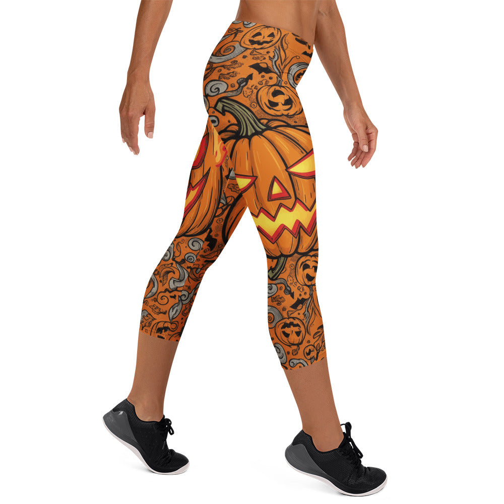 Jack-o-Lantern Glow Capri Leggings | GearBunch
