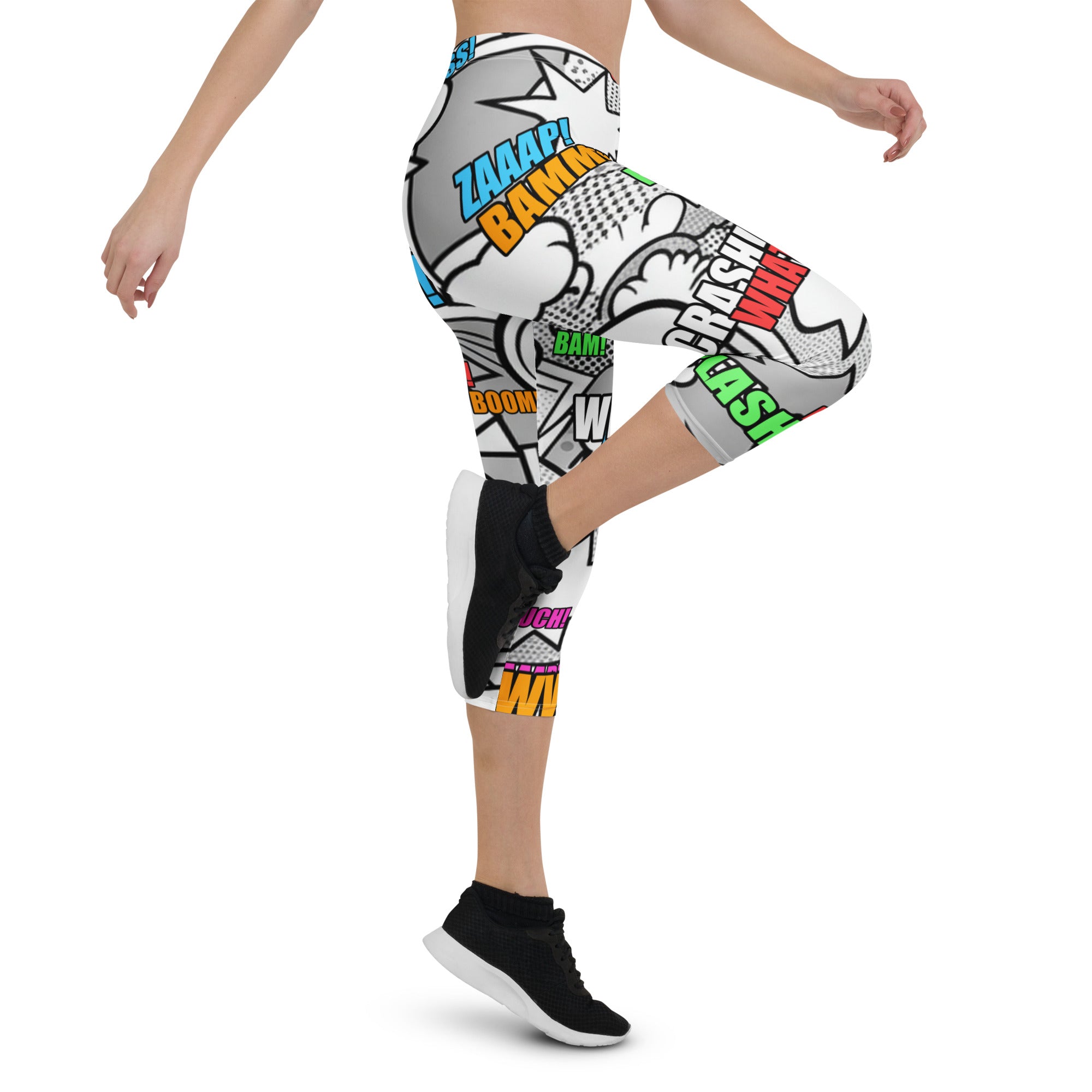 Comic Pop Monochrome Capri Leggings | GearBunch