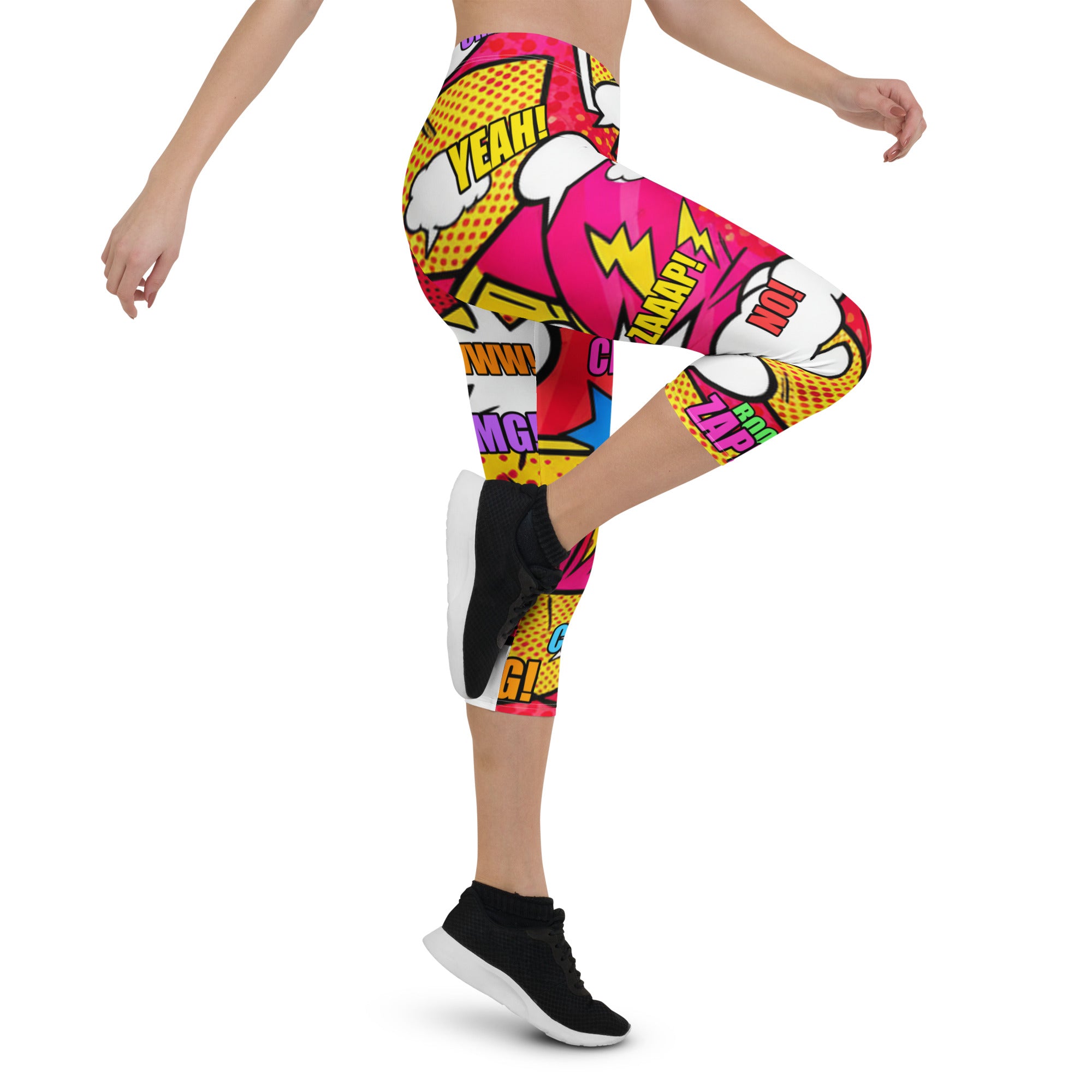 Comic Pop Retro Red Capri Leggings | GearBunch