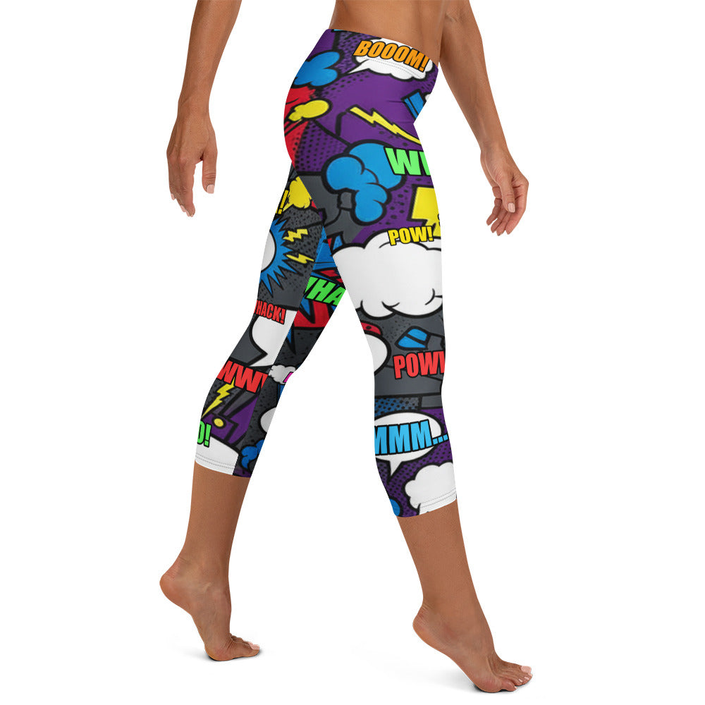 Comic Strip Dark Knight Capri Leggings | GearBunch