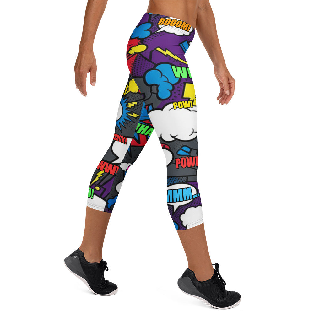 Comic Strip Dark Knight Capri Leggings | GearBunch