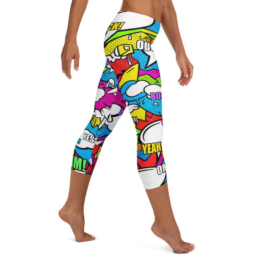 Comic Strip Graffiti Street Capri Leggings | GearBunch
