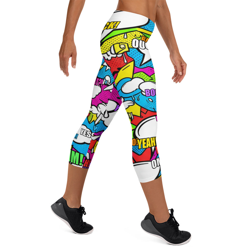 Comic Strip Graffiti Street Capri Leggings | GearBunch