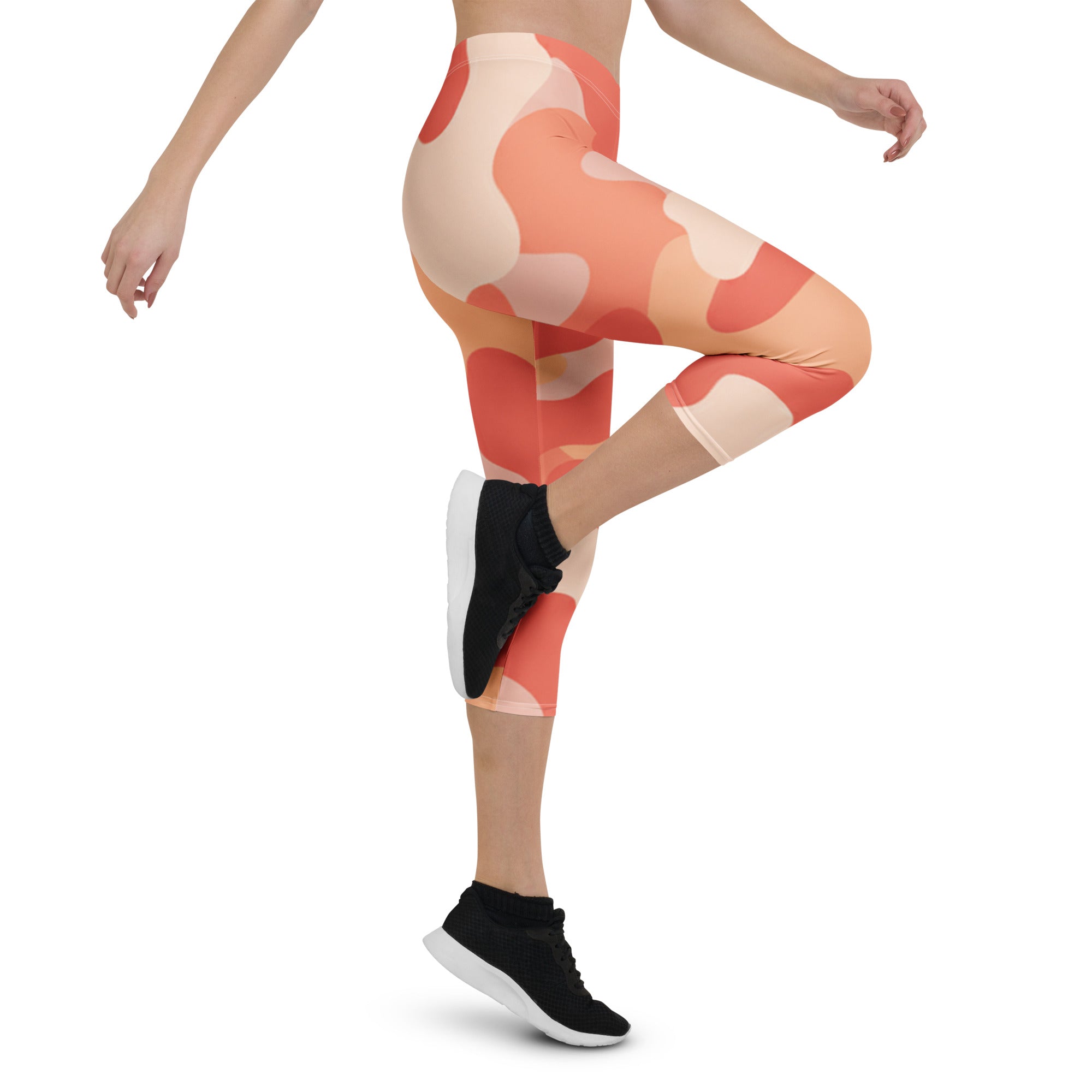 Coral Sunset Camo Capri Leggings | GearBunch
