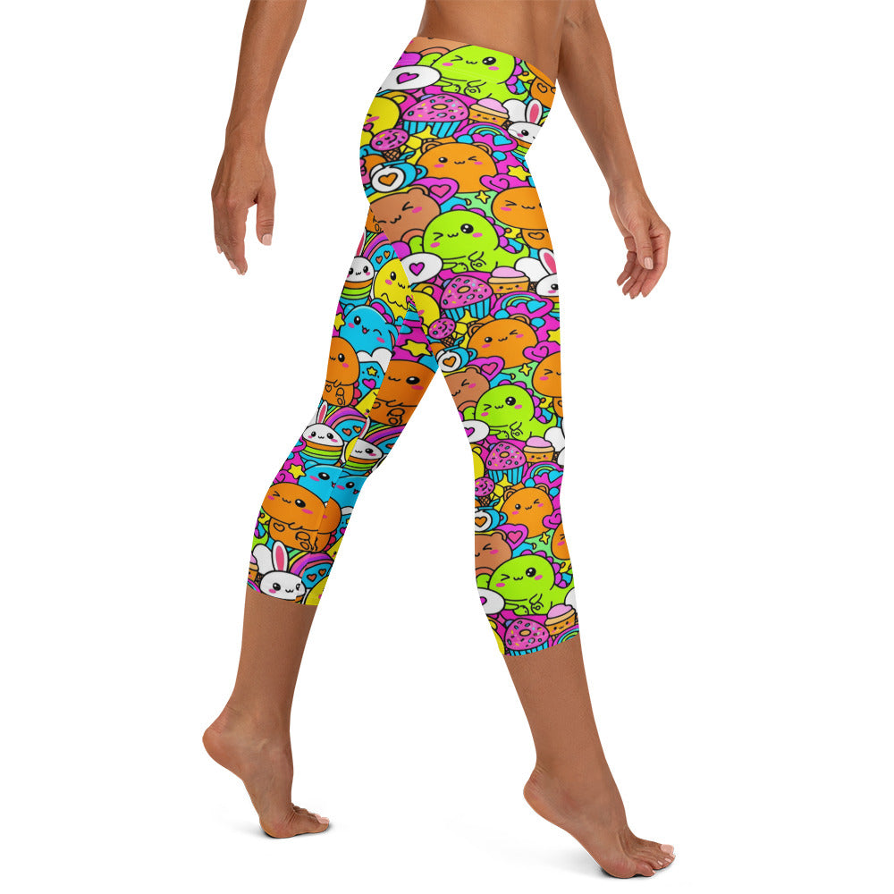 Kawaii Dinosaur Stomp Capri Leggings | GearBunch