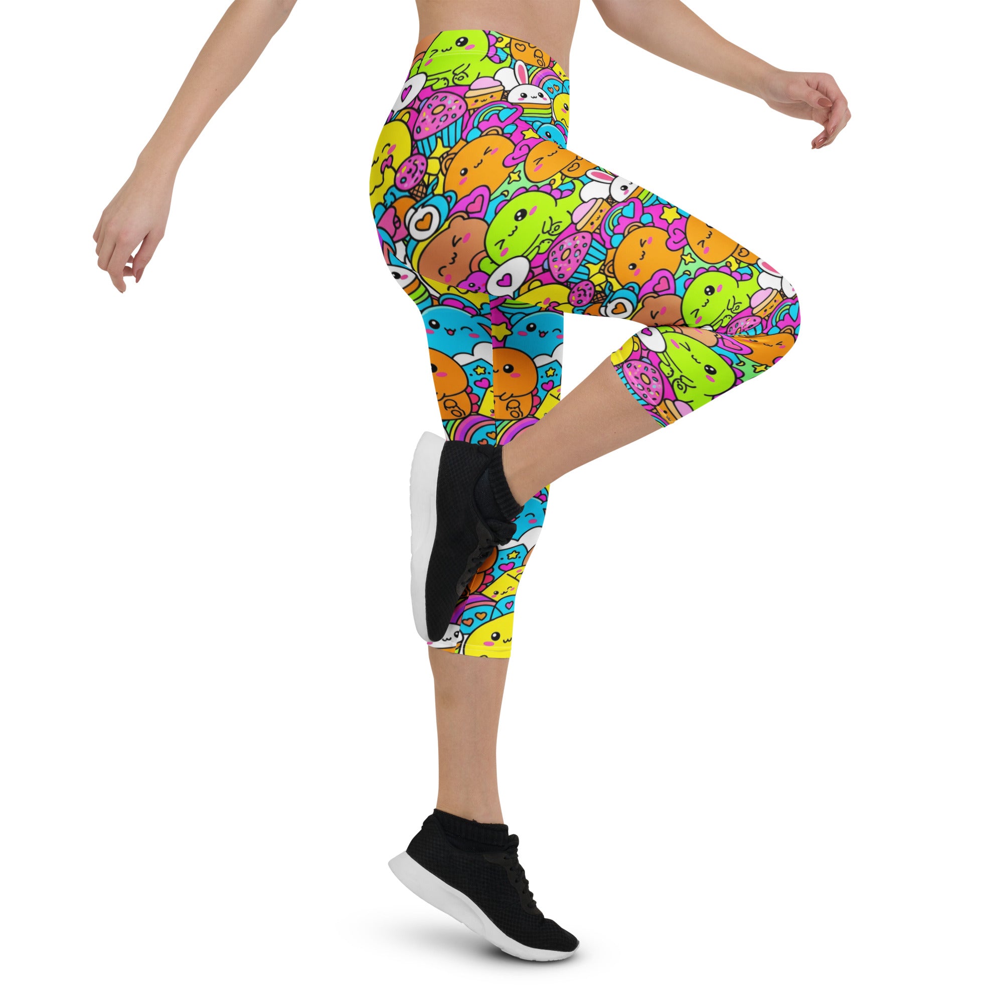 Kawaii Dinosaur Stomp Capri Leggings | GearBunch