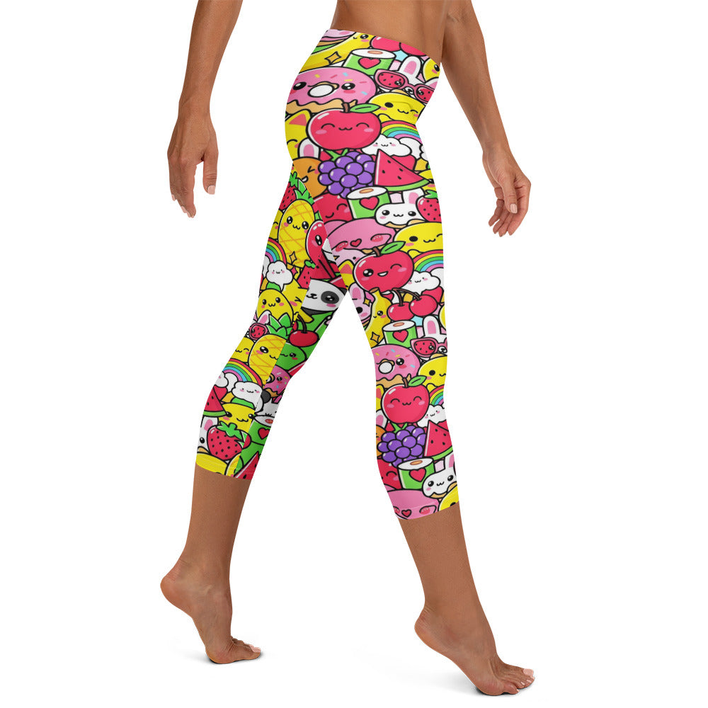 Kawaii Fruit Salad Capri Leggings | GearBunch