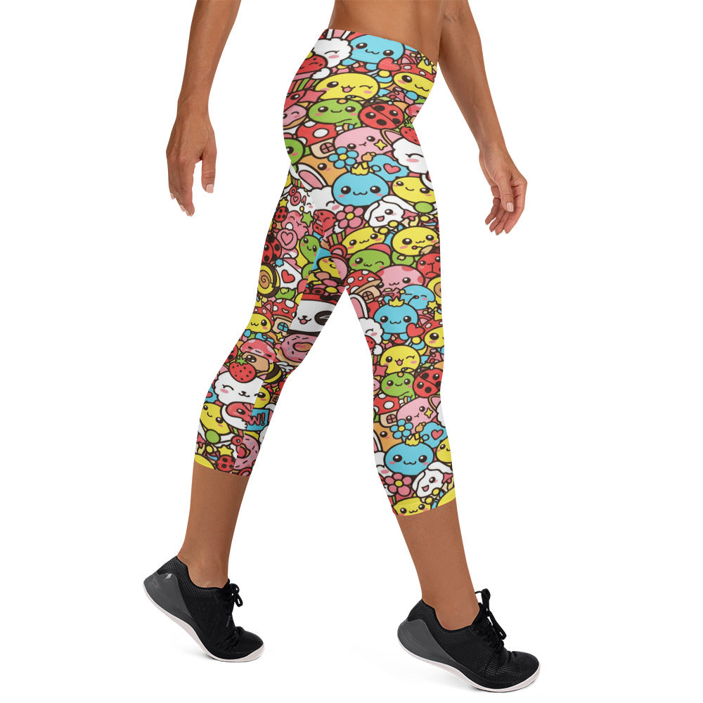 Kawaii Garden Bugs Capri Leggings | GearBunch