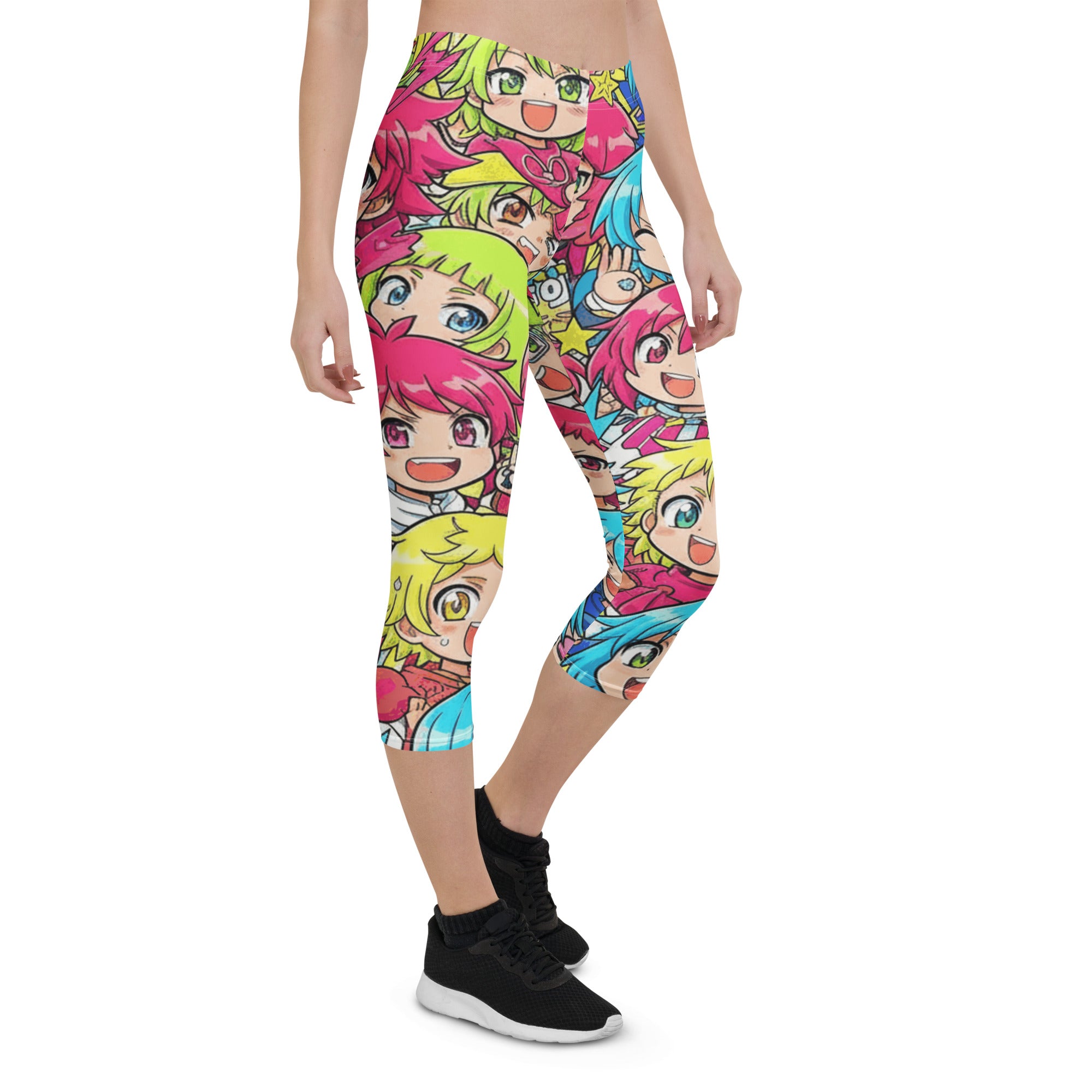 Anime Collage Chibi Party Capri Leggings | GearBunch