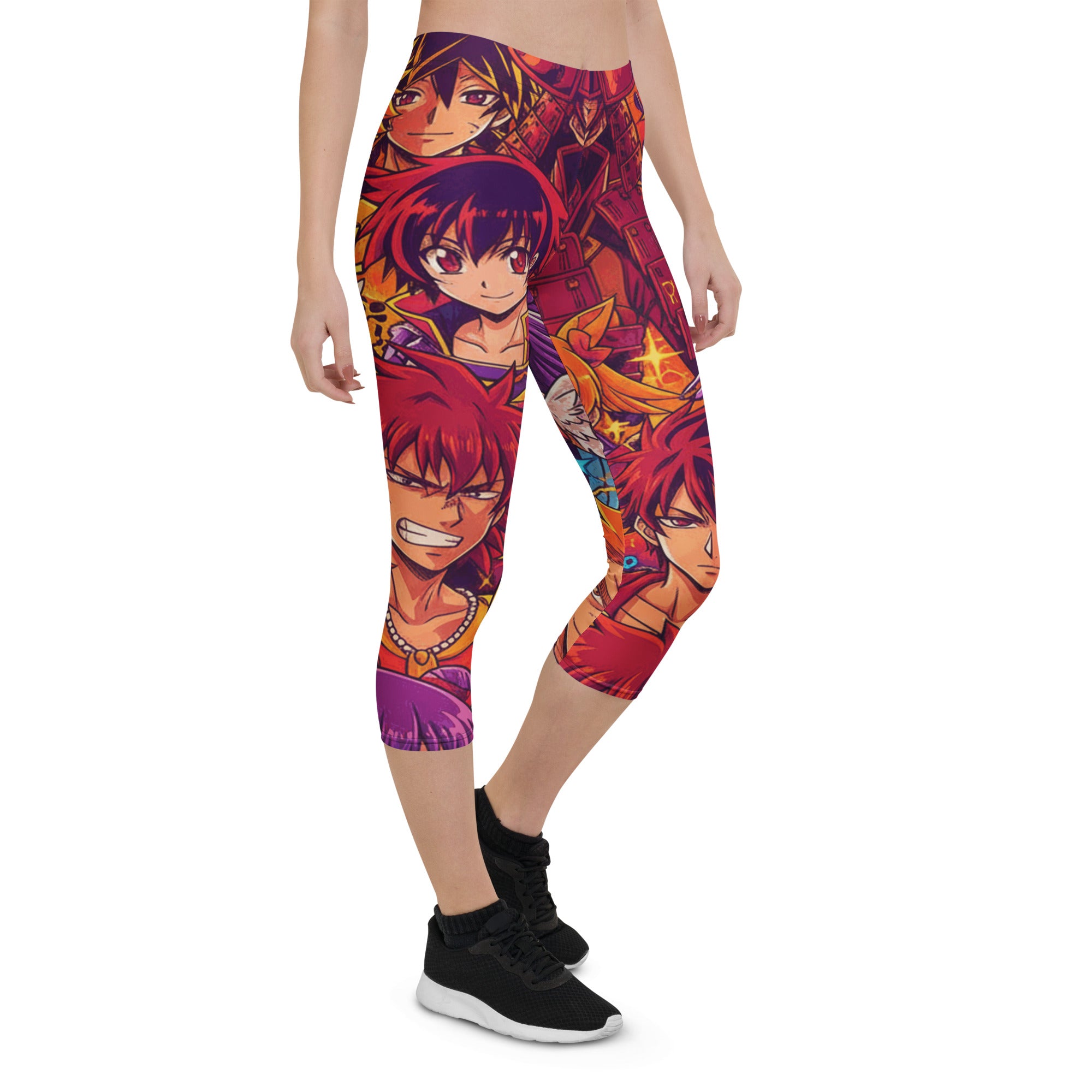 Anime Collage Sunset Samurai Capri Leggings | GearBunch