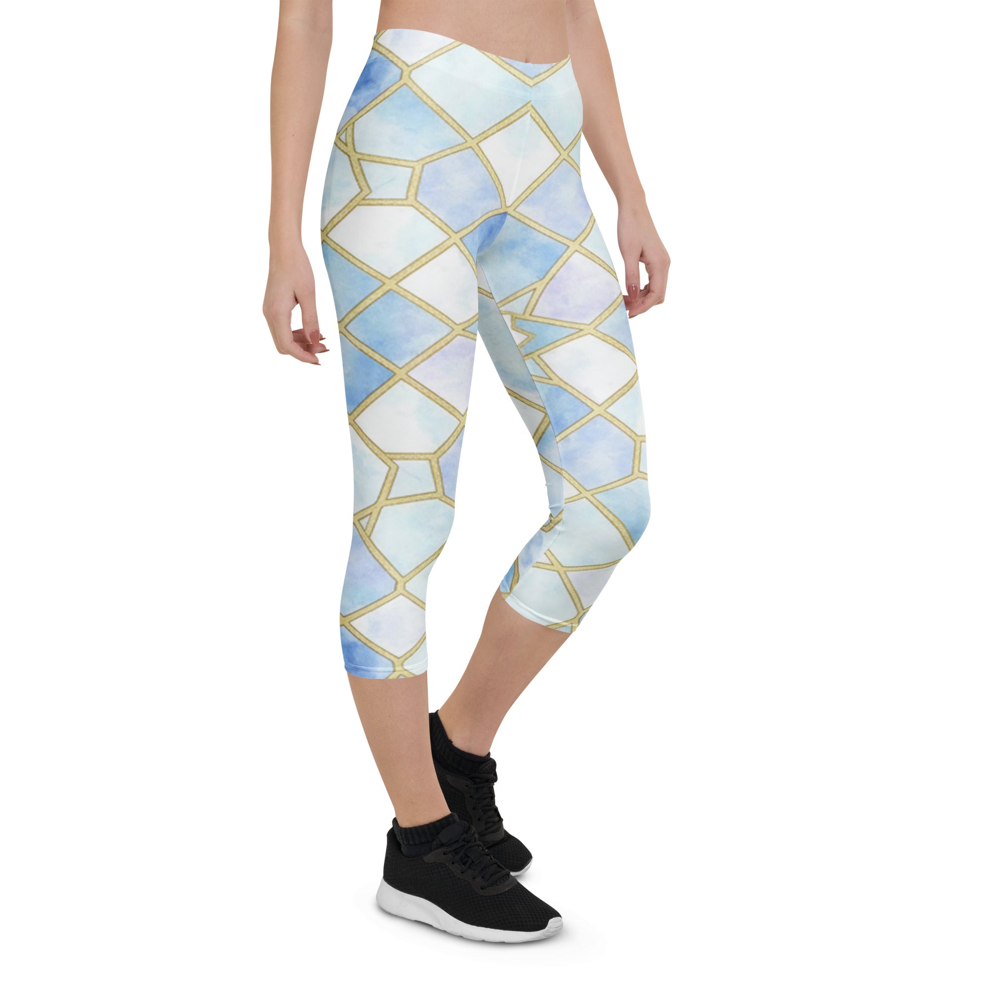 Arabic Ice Crystal Capri Leggings | GearBunch