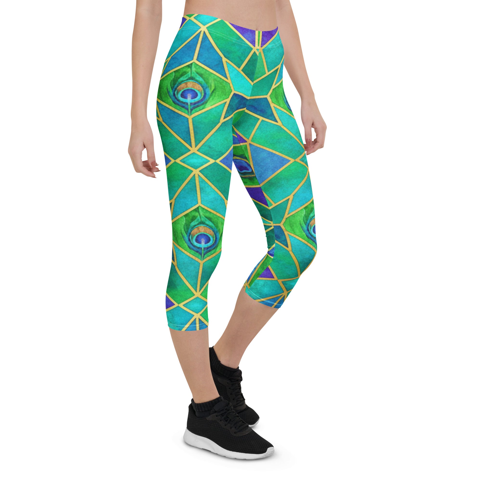 Peacock Plume Capri Leggings | GearBunch