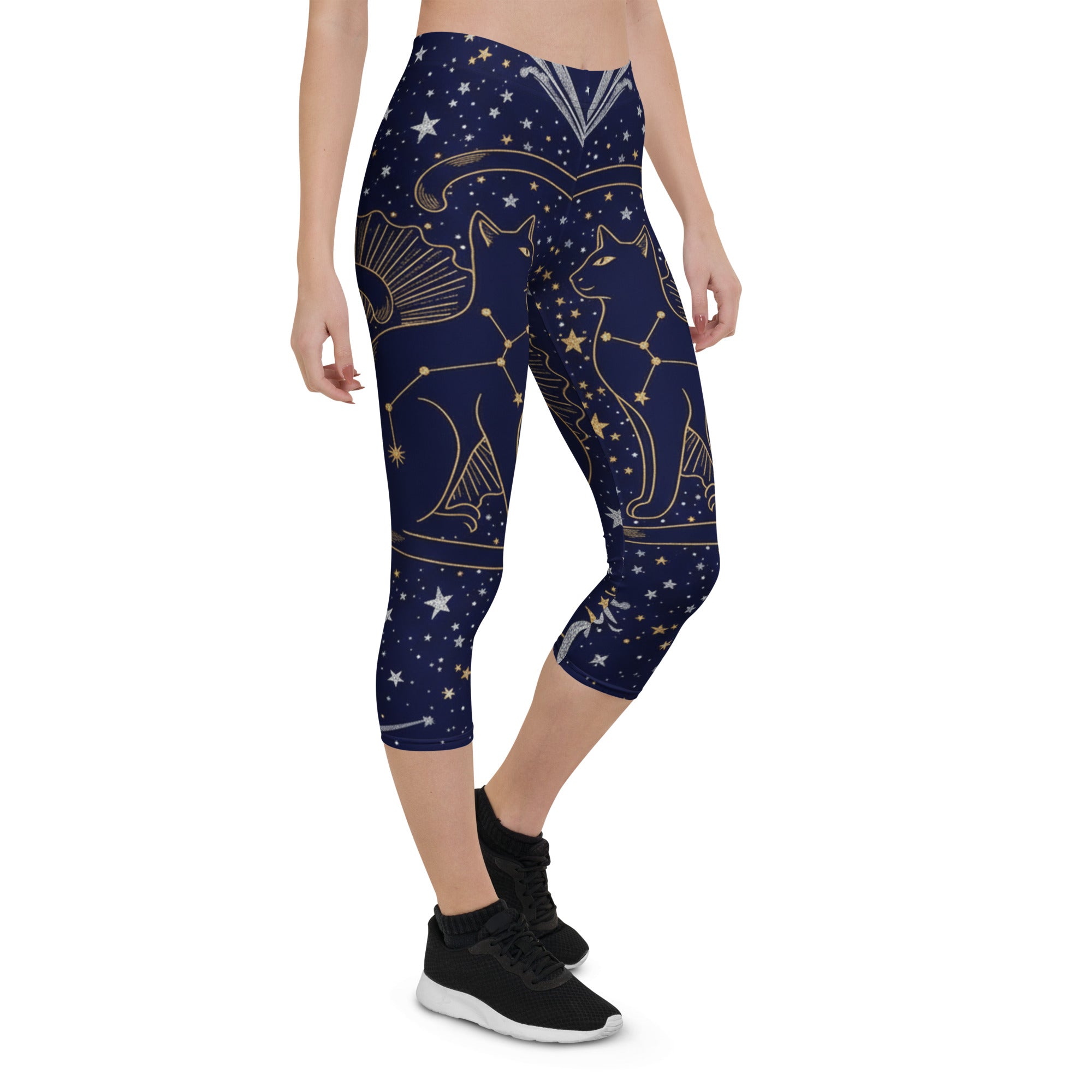 Black Cat Constellation Capri Leggings | GearBunch