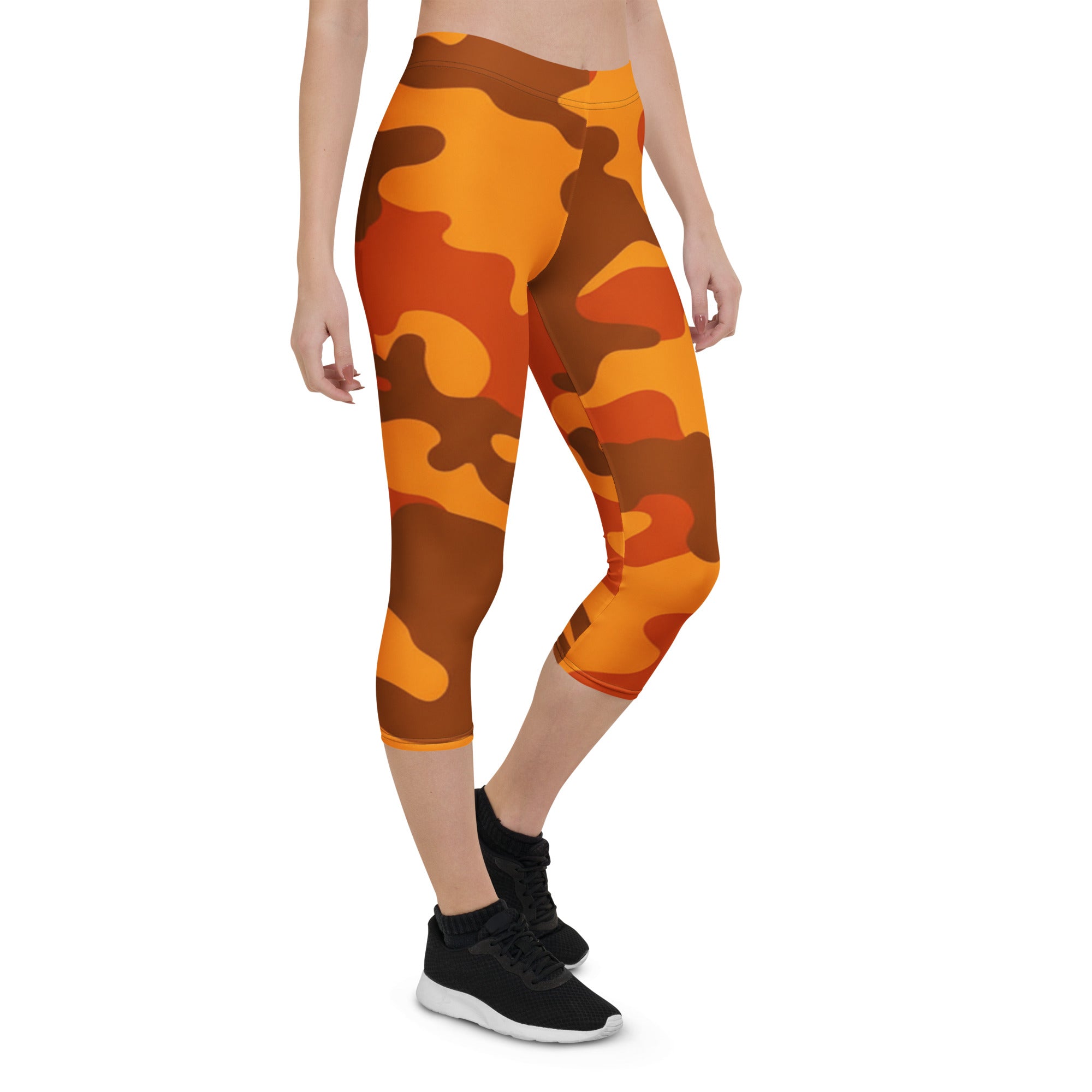 Burnt Orange Camo Capri Leggings | GearBunch