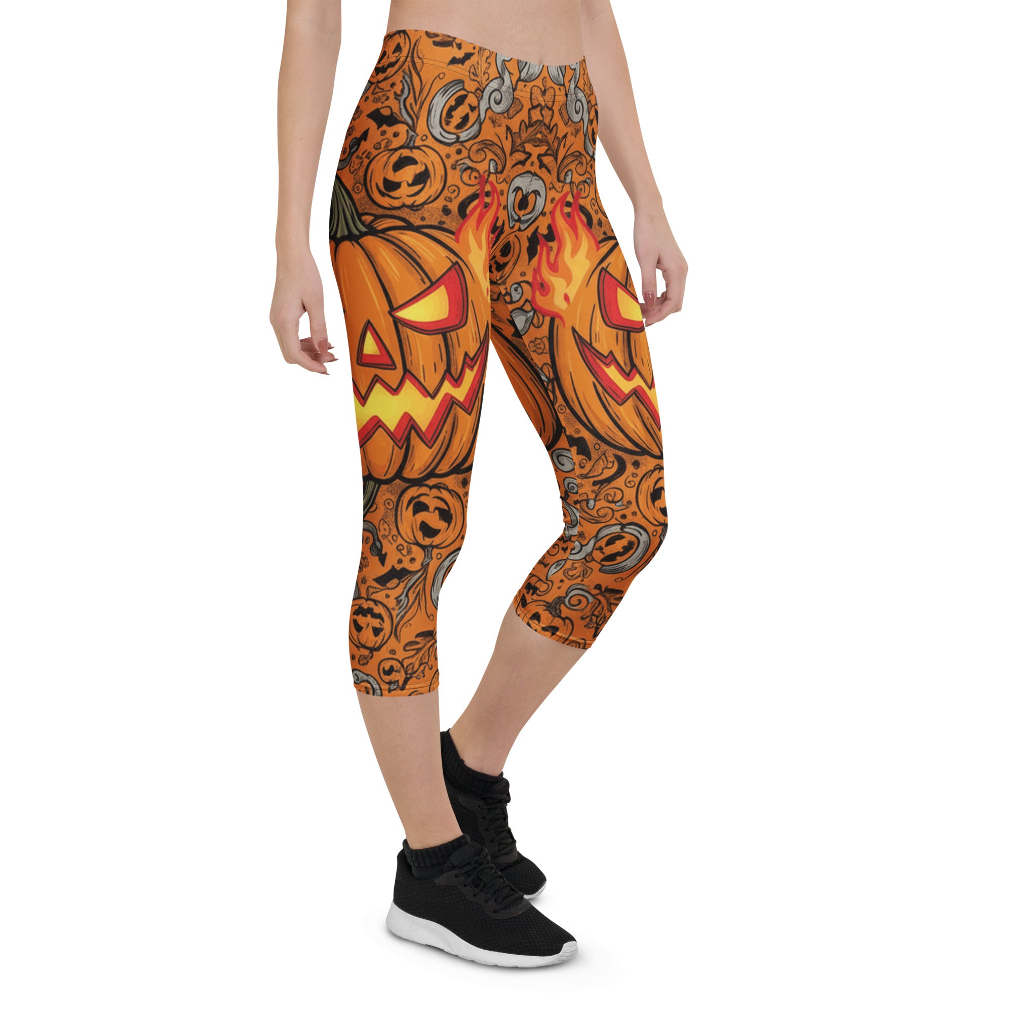 Jack-o-Lantern Glow Capri Leggings | GearBunch