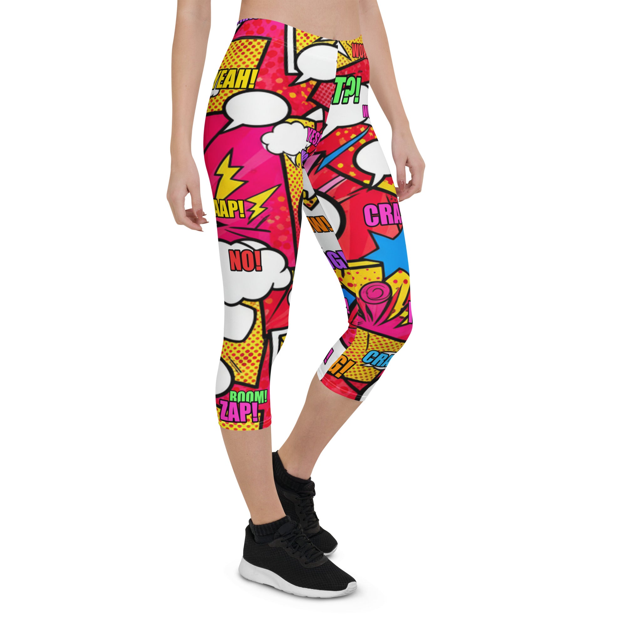 Comic Pop Retro Red Capri Leggings | GearBunch