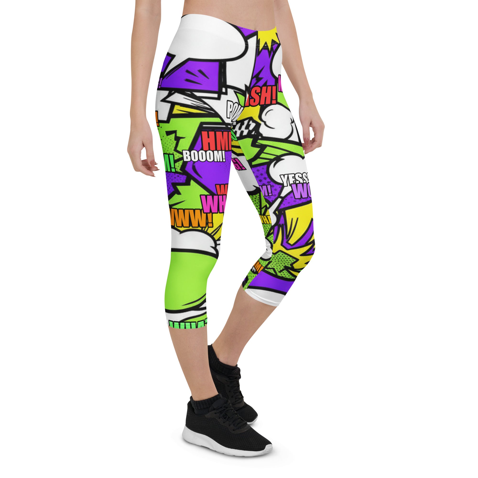 Comic Pop Toxic Green Capri Leggings | GearBunch