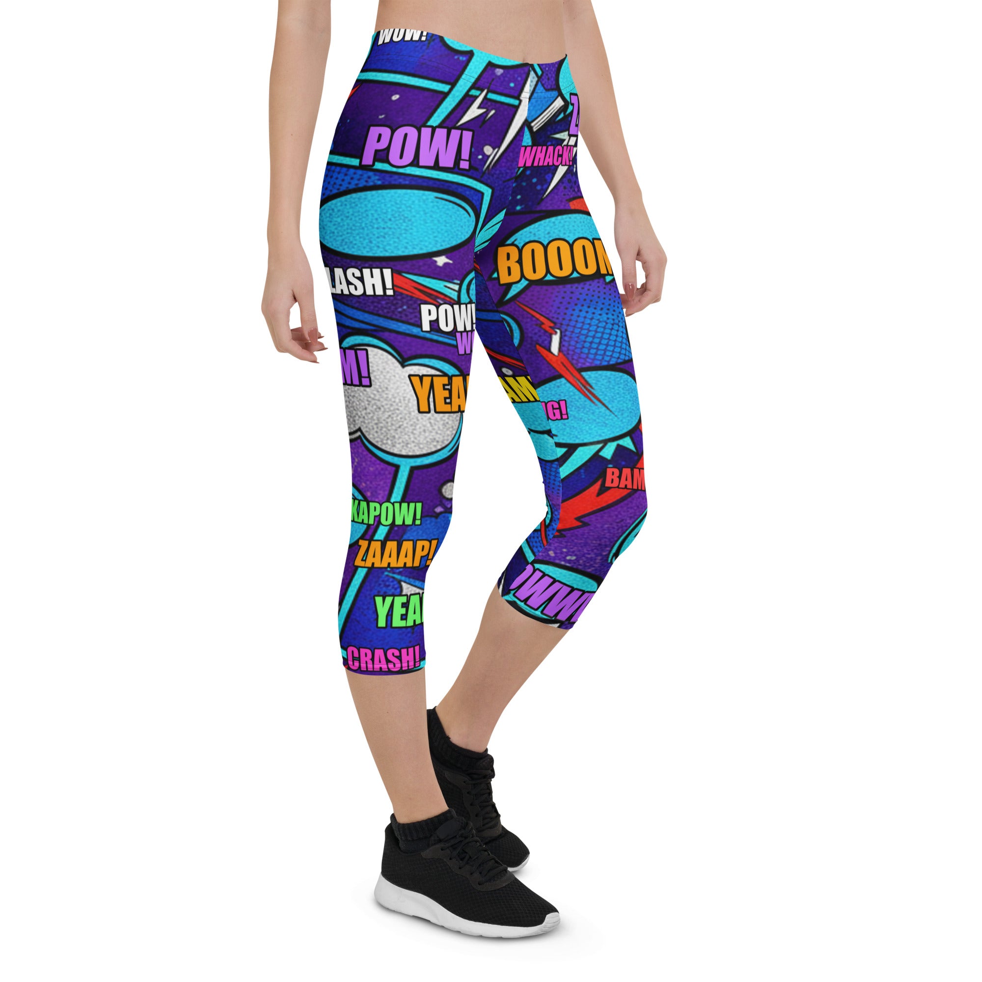 Comic Strip Space Battle Capri Leggings | GearBunch