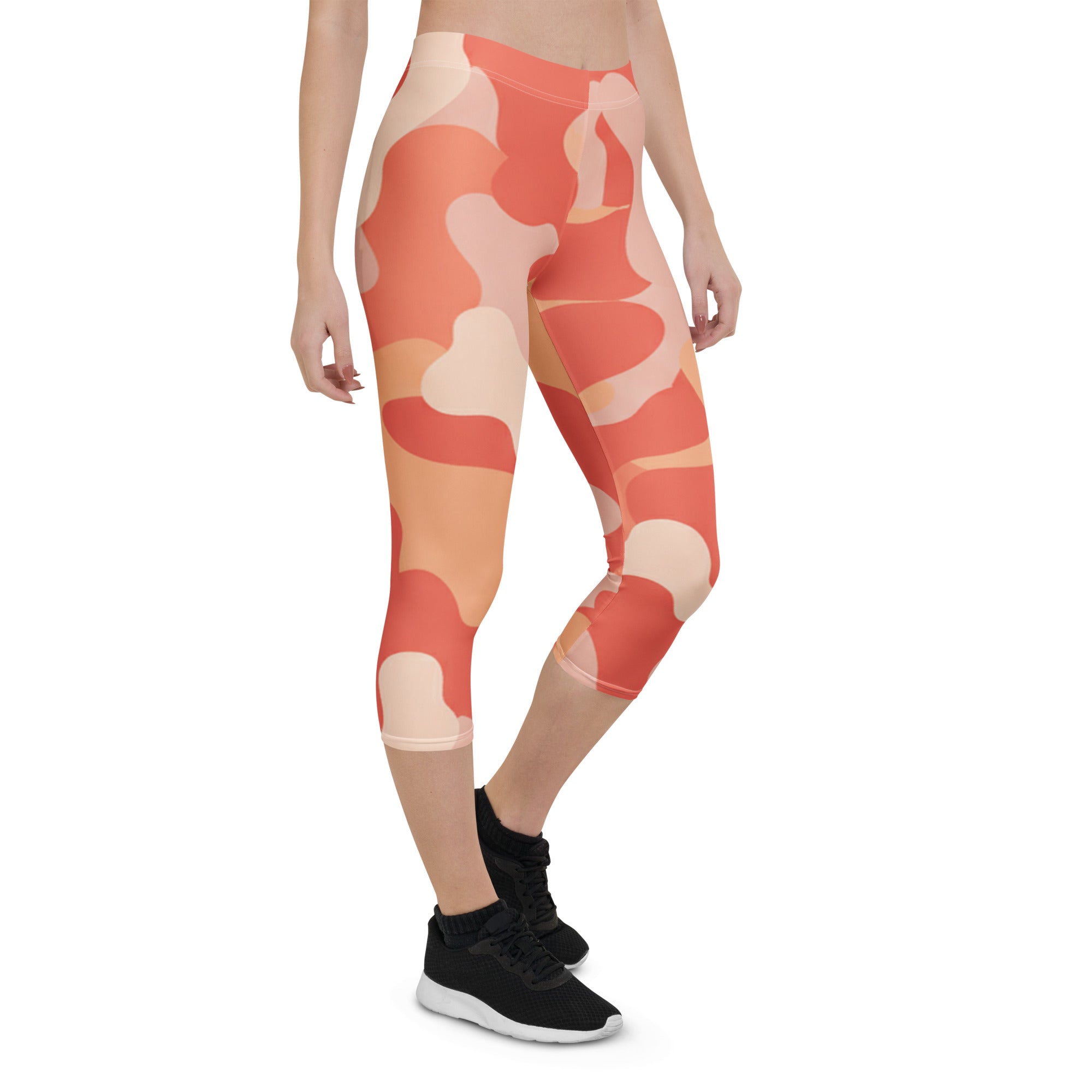 Coral Sunset Camo Capri Leggings | GearBunch