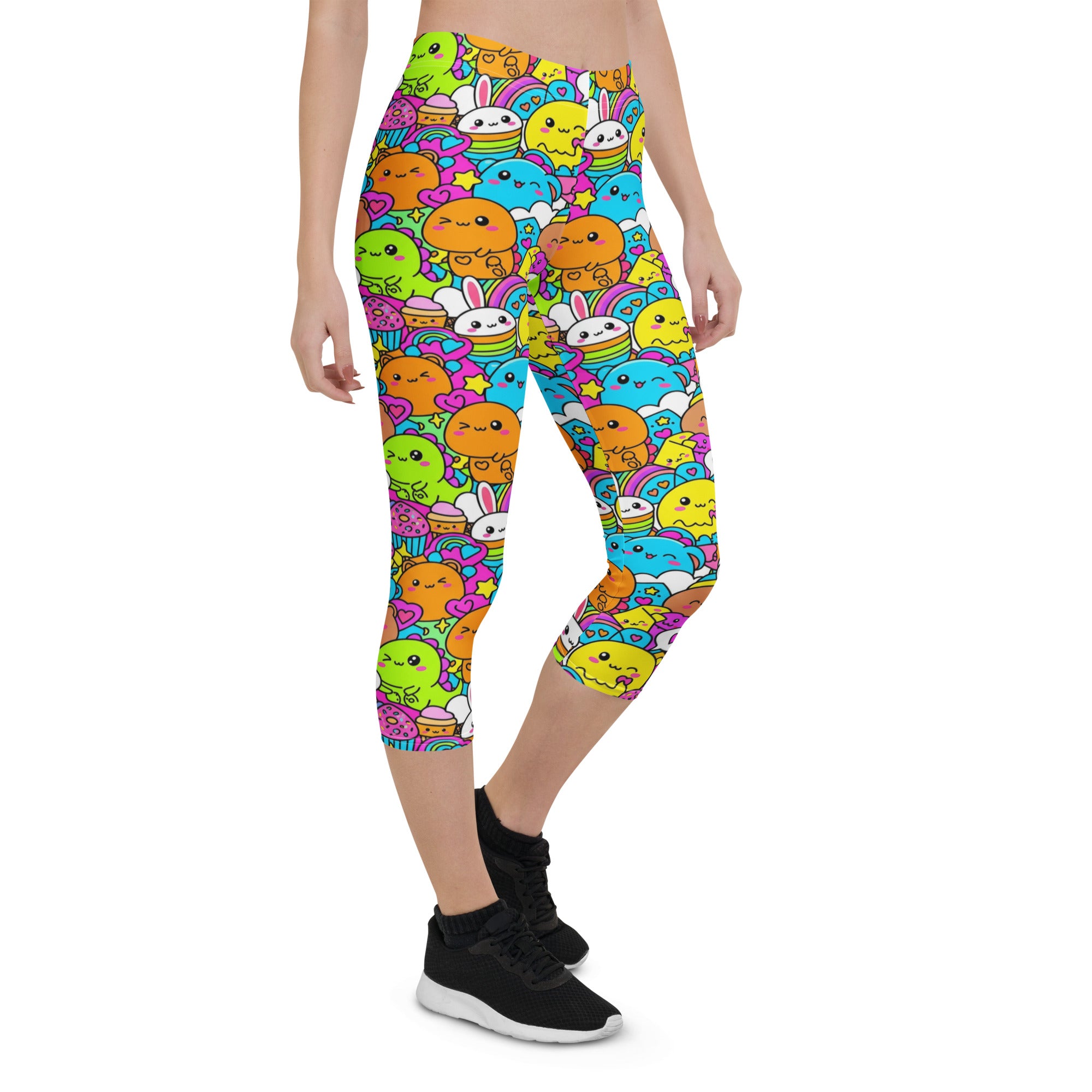 Kawaii Dinosaur Stomp Capri Leggings | GearBunch