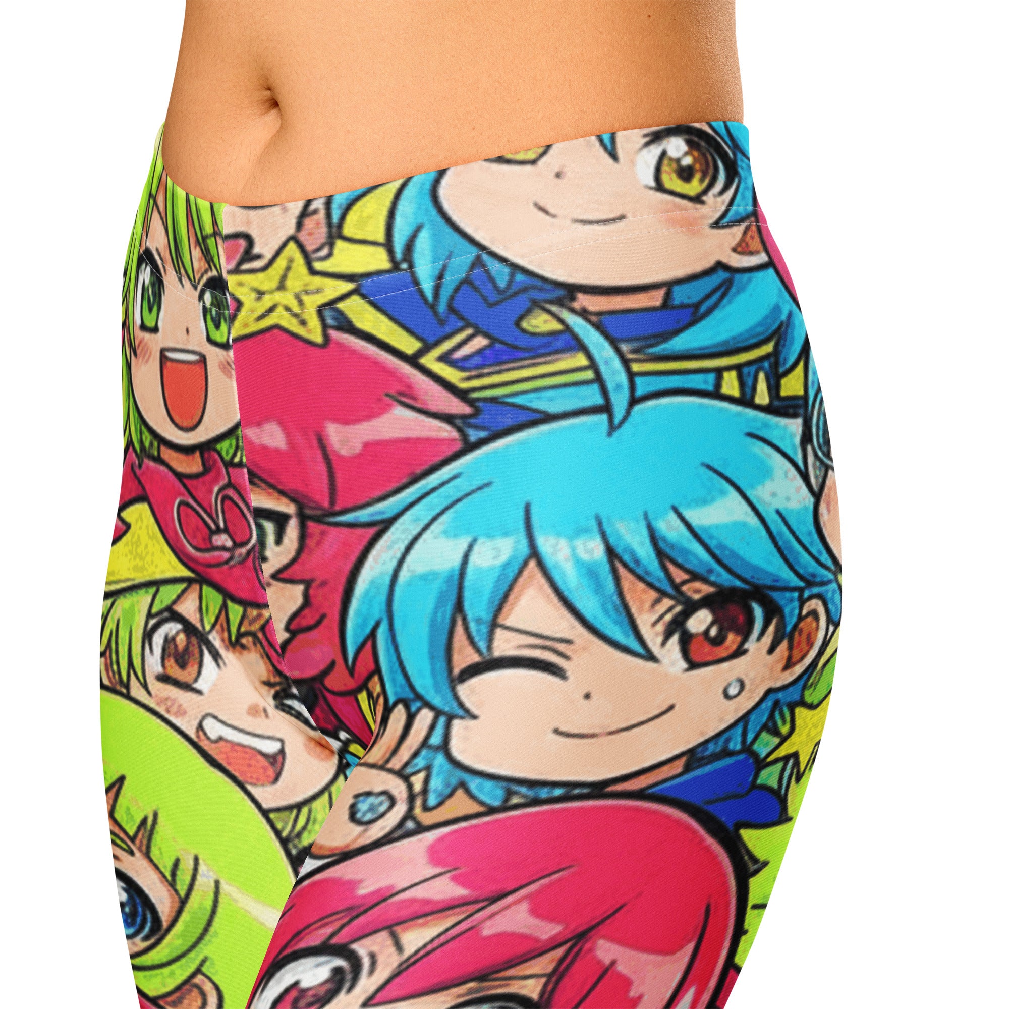 Anime Collage Chibi Party Capri Leggings | GearBunch