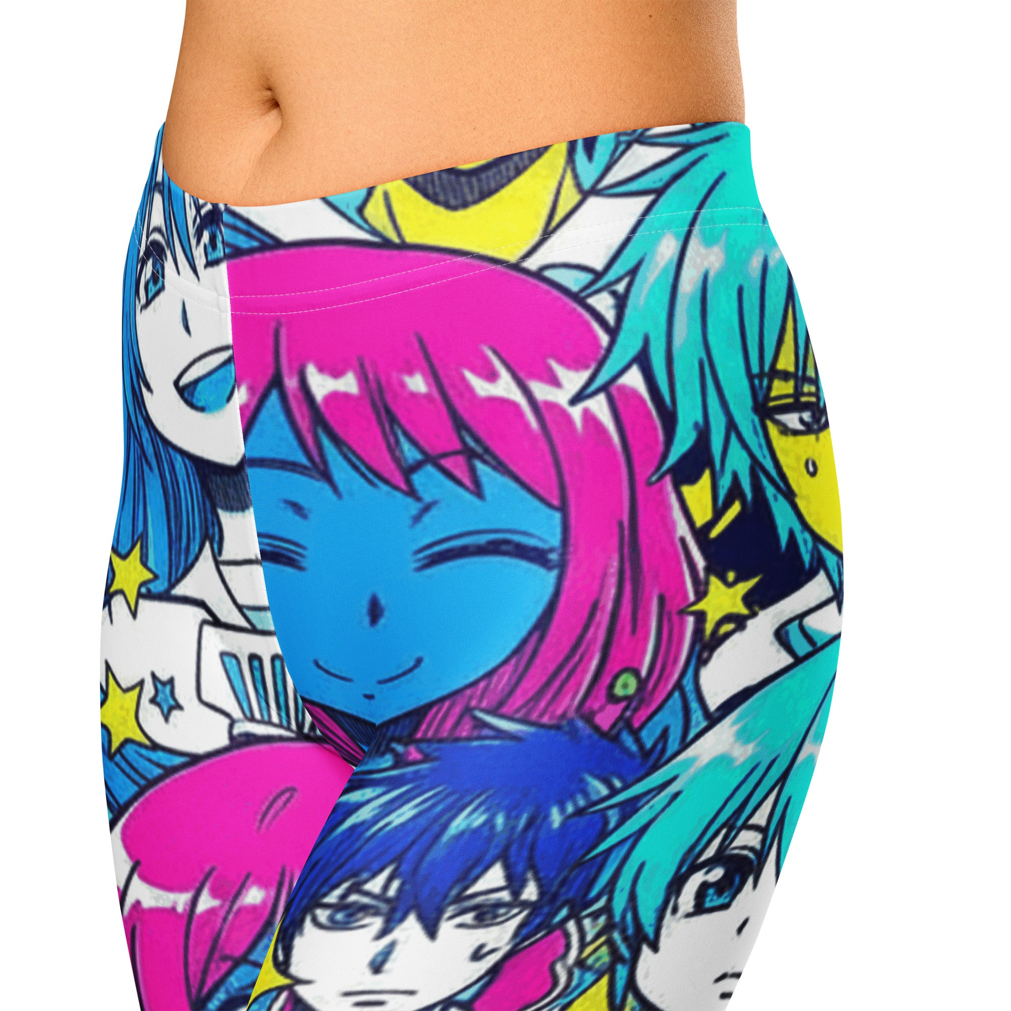 Anime Collage Neon Tokyo Capri Leggings | GearBunch