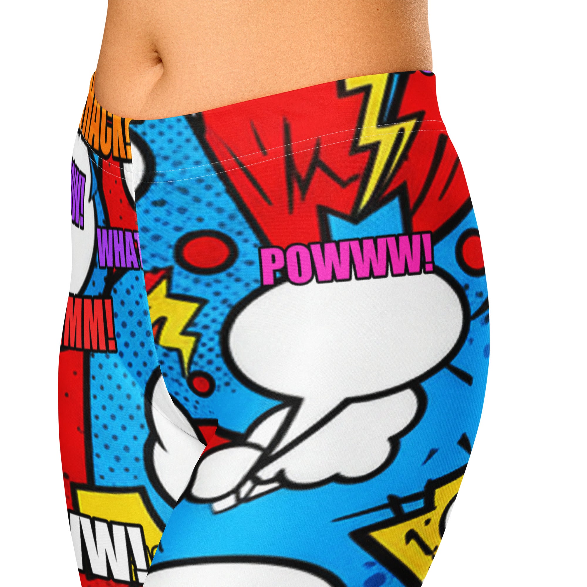 Comic Pop Electric Blue Capri Leggings | GearBunch