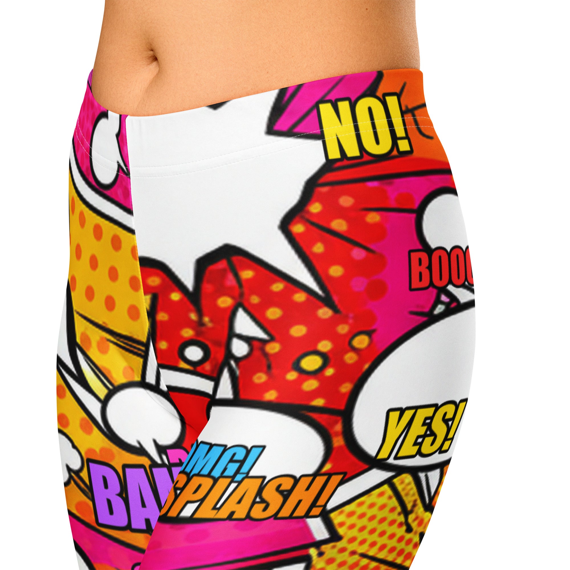 Comic Pop Sunset Orange Capri Leggings | GearBunch