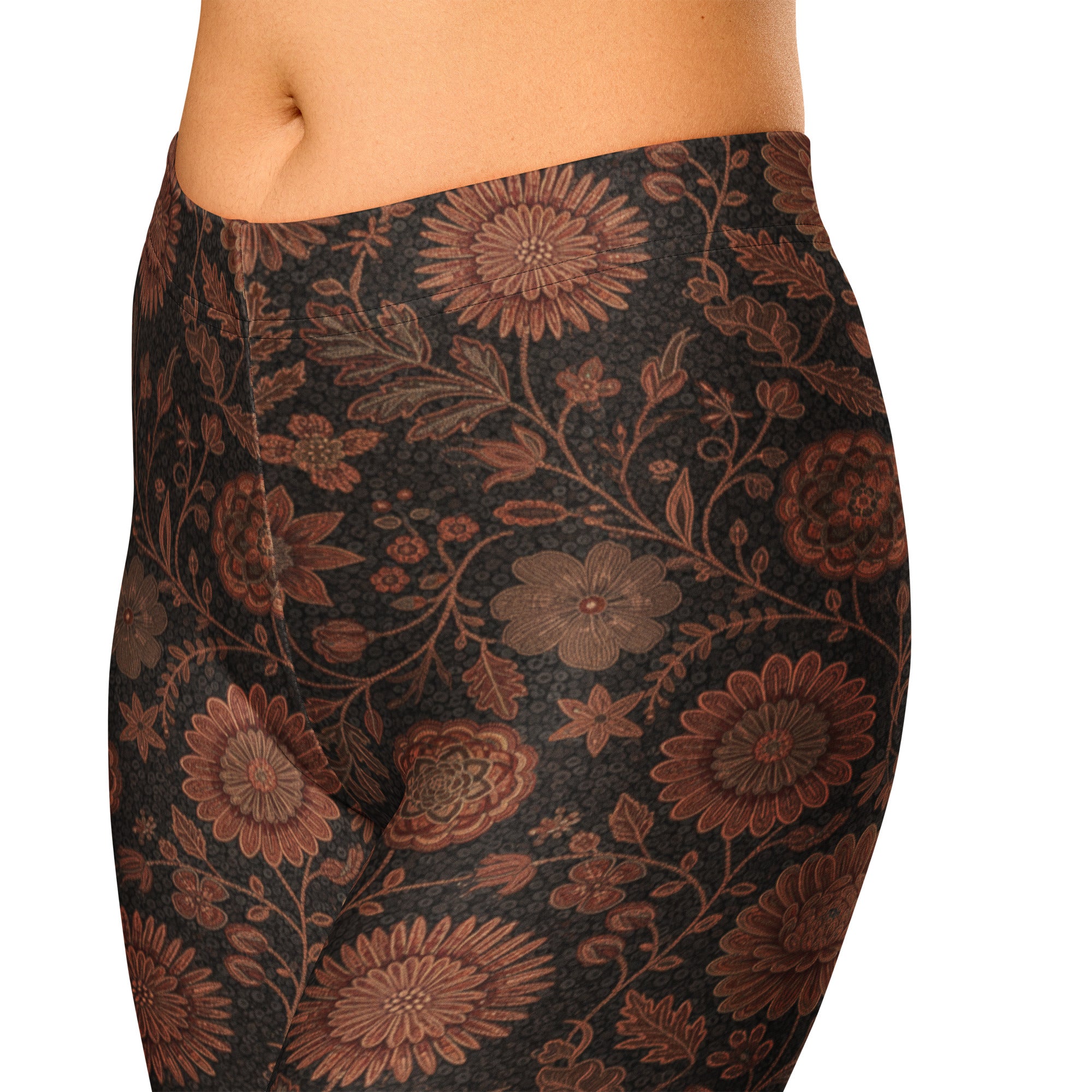 Copper Floral Capri Leggings | GearBunch