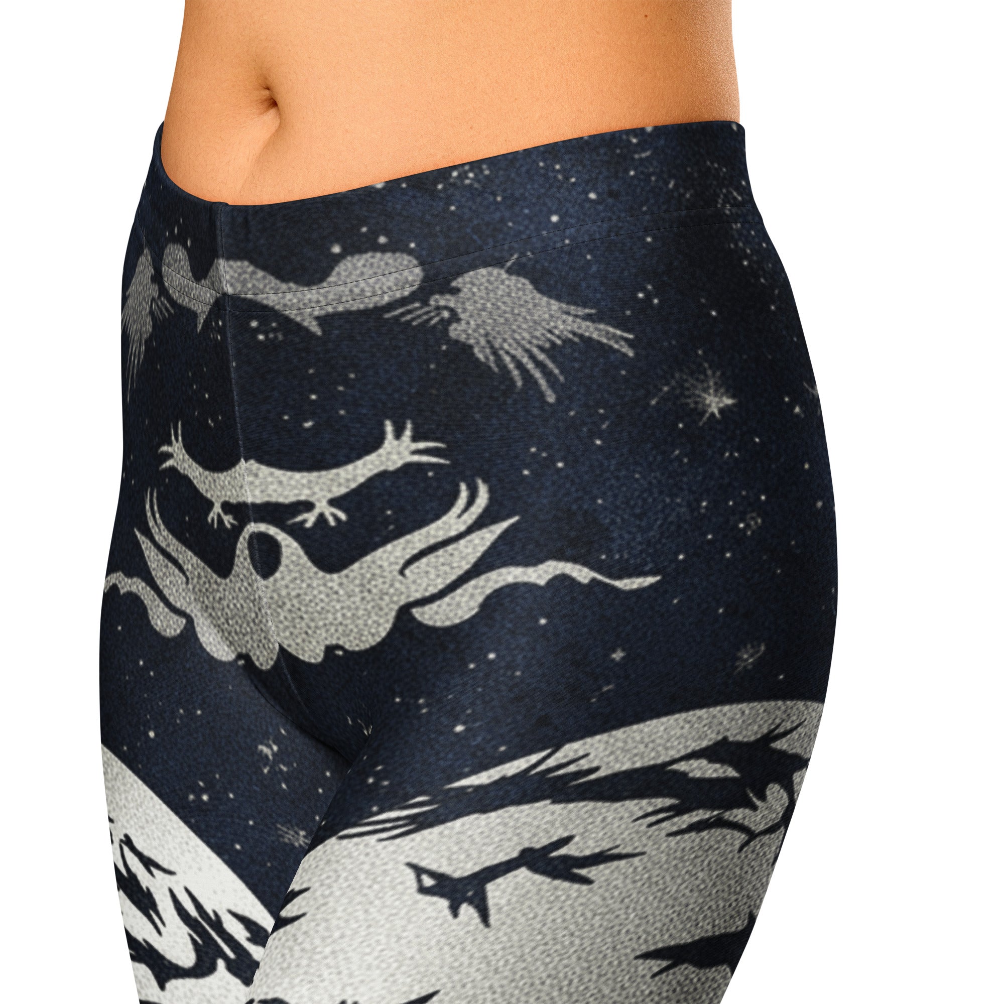 Moonlit Crow Capri Leggings | GearBunch
