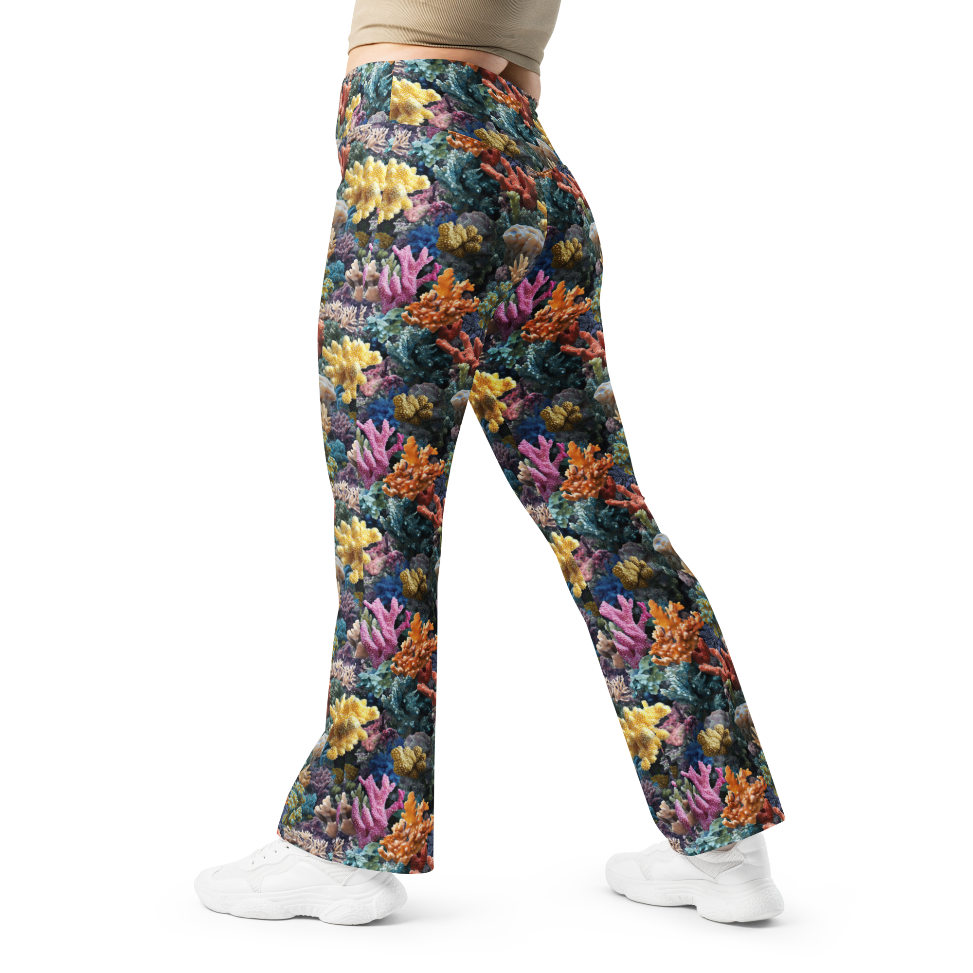 Tropical Reef Flare Leggings Rear View