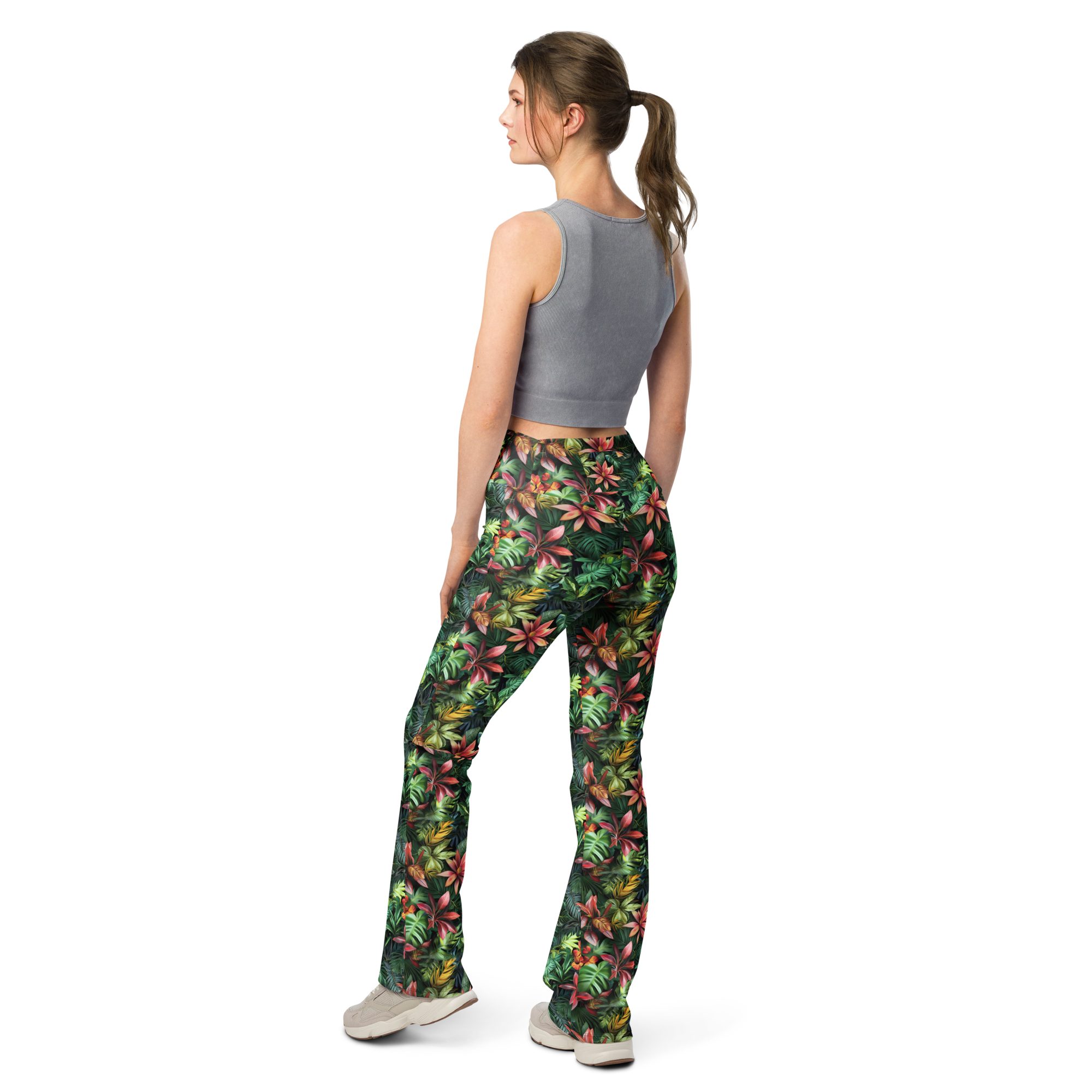 Jungle Flower Flare Leggings Rear View