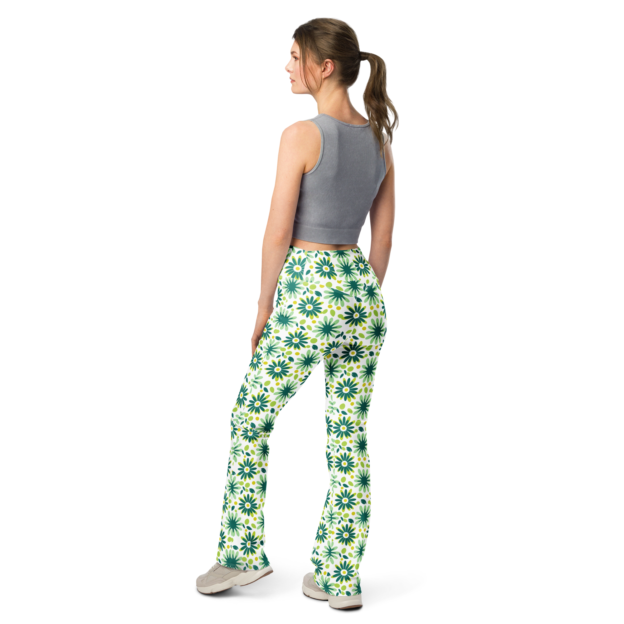 Morning Flower Flare Leggings Rear View