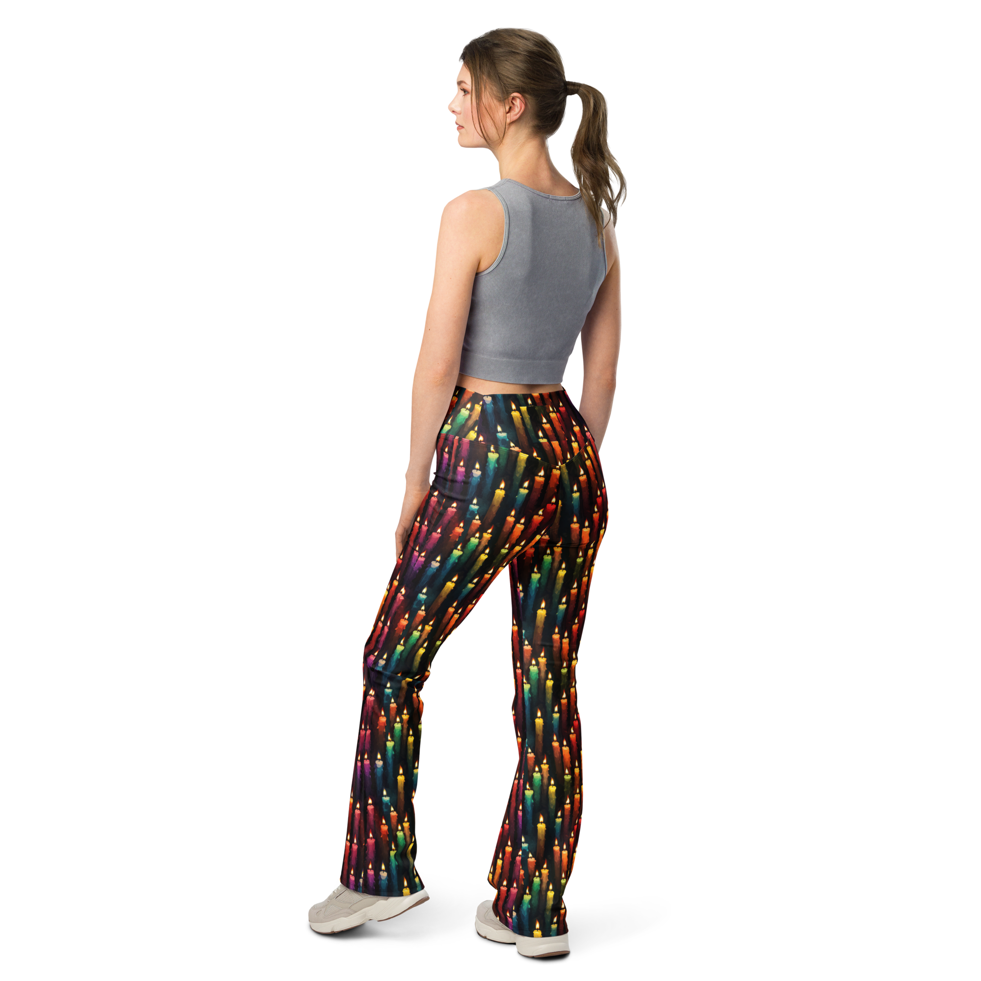 Colorful Candle Flare Leggings Rear View