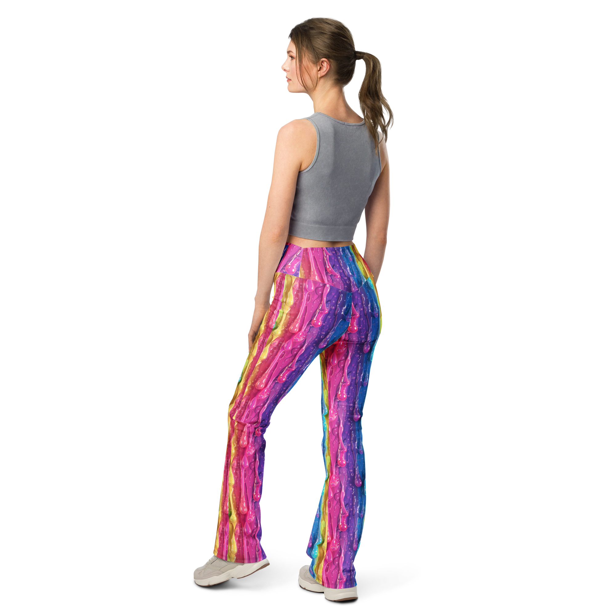 Rainbow Slime Flare Leggings Rear View