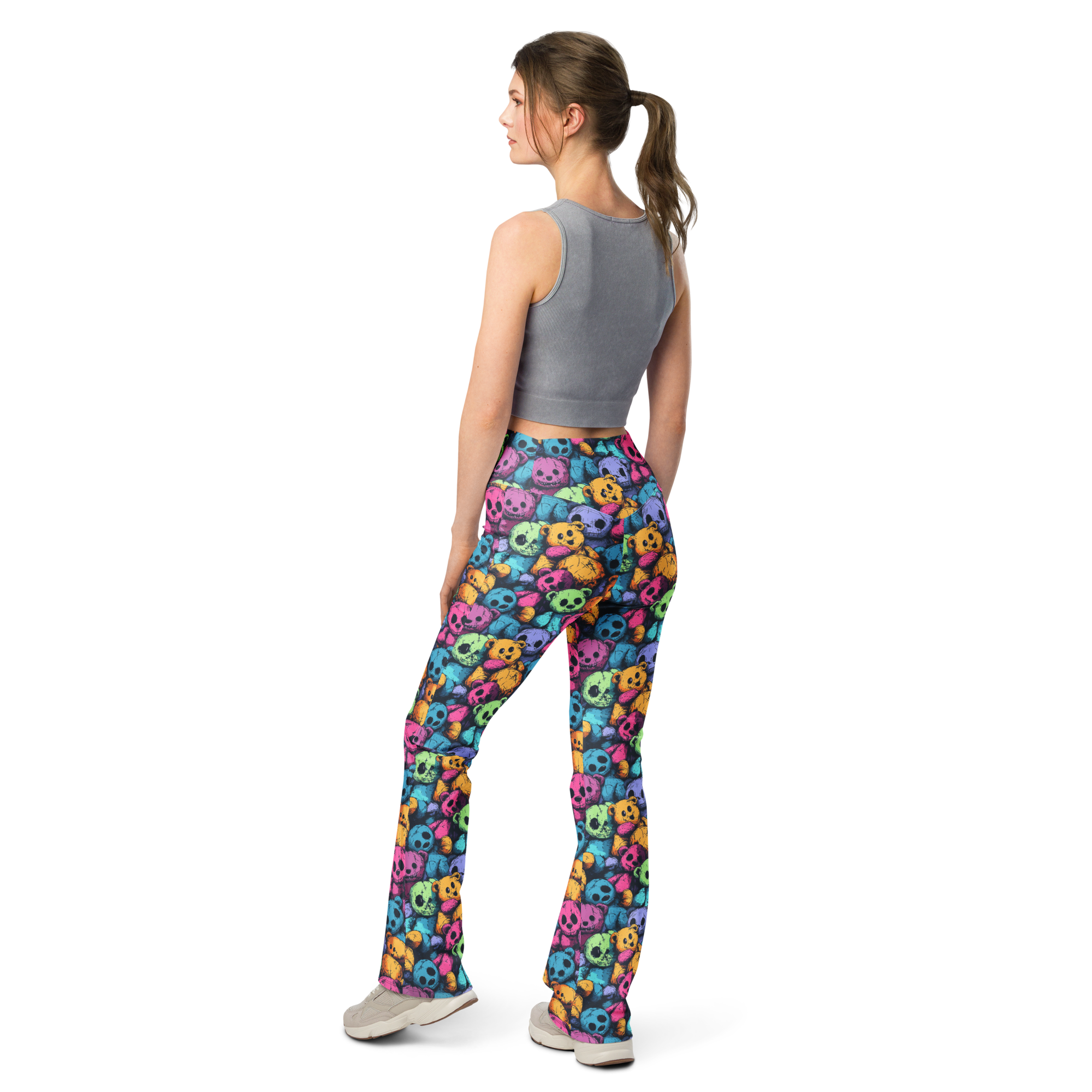 Vintage Teddy Flare Leggings Rear View