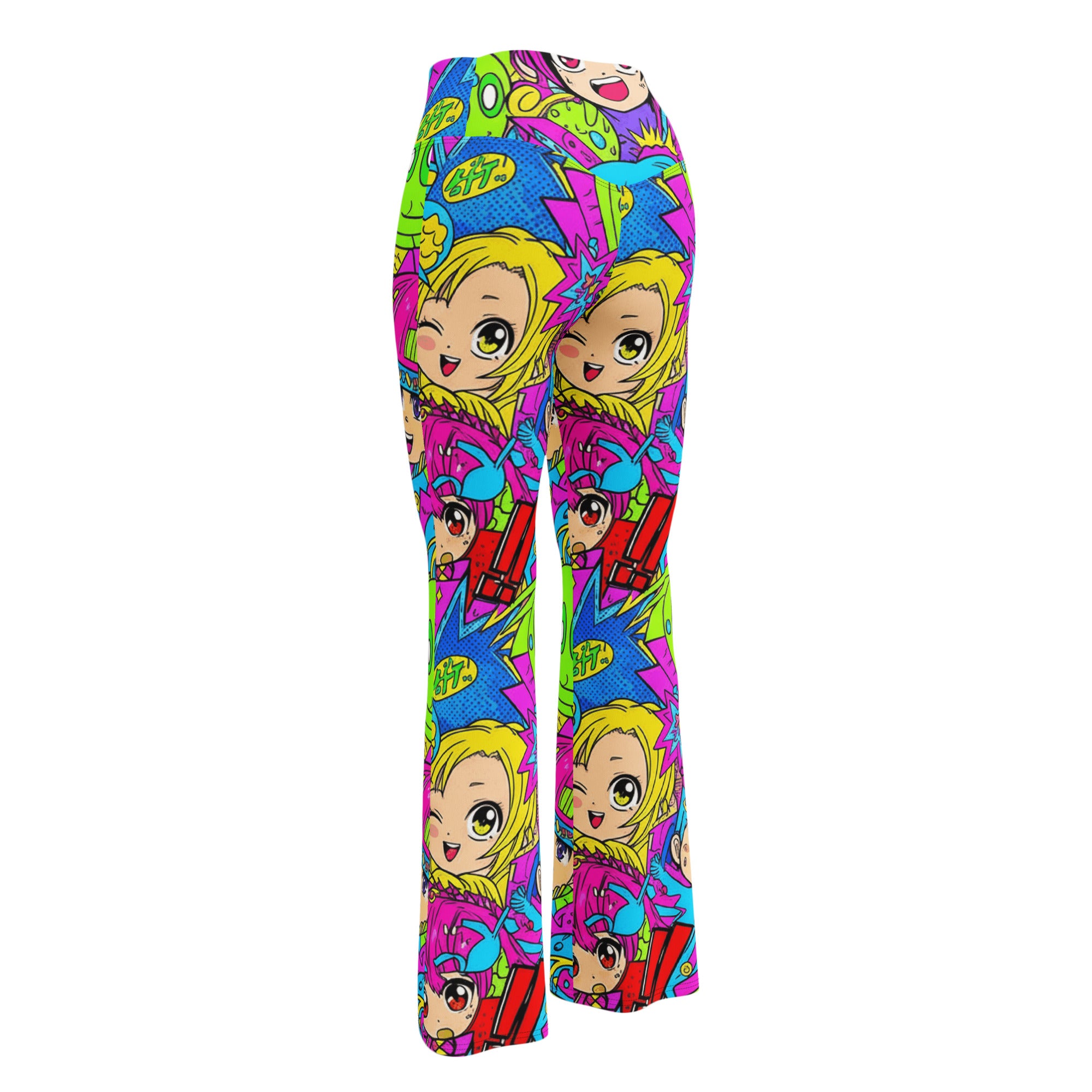 Anime Collage Chibi Party Flare Leggings | GearBunch