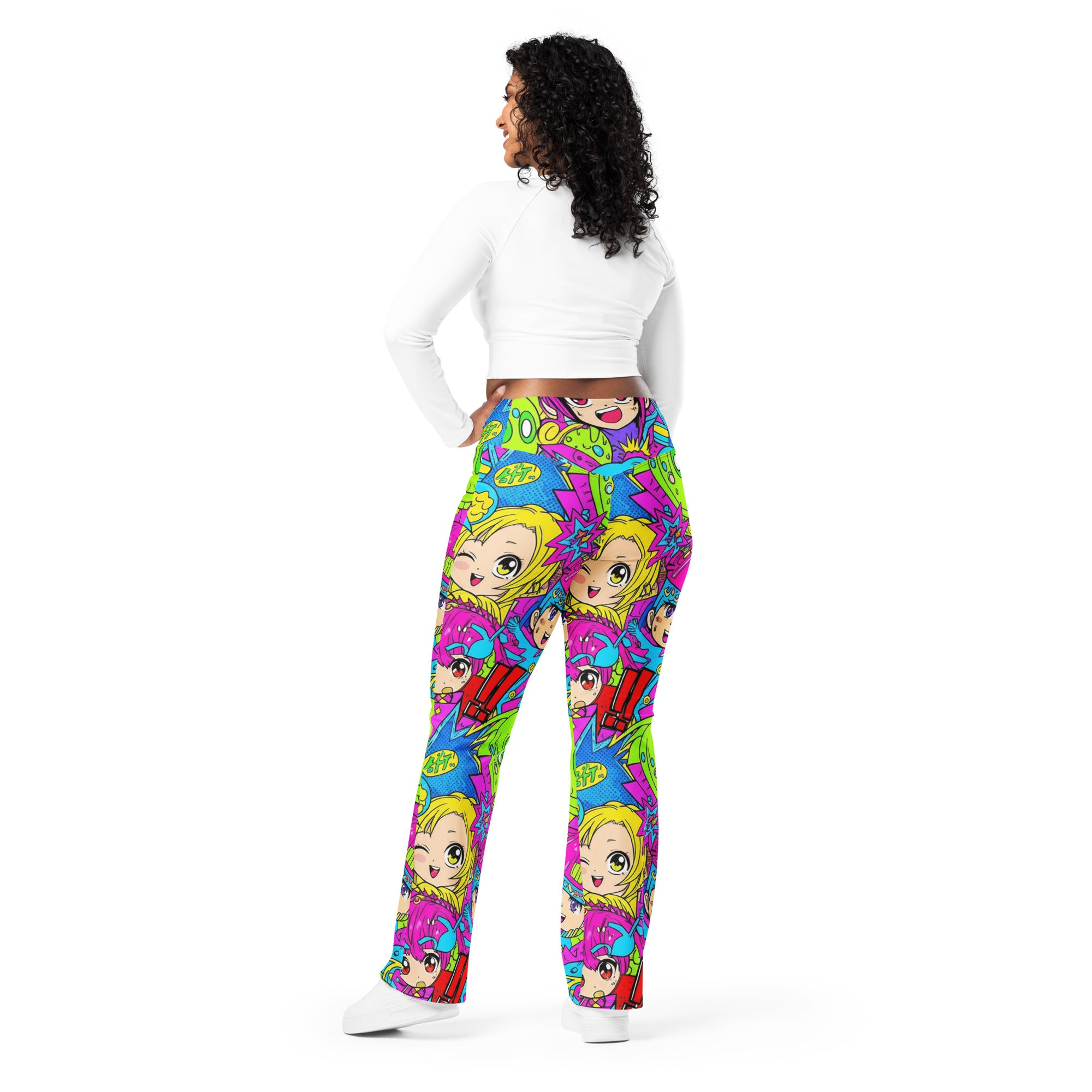 Anime Collage Chibi Party Flare Leggings | GearBunch