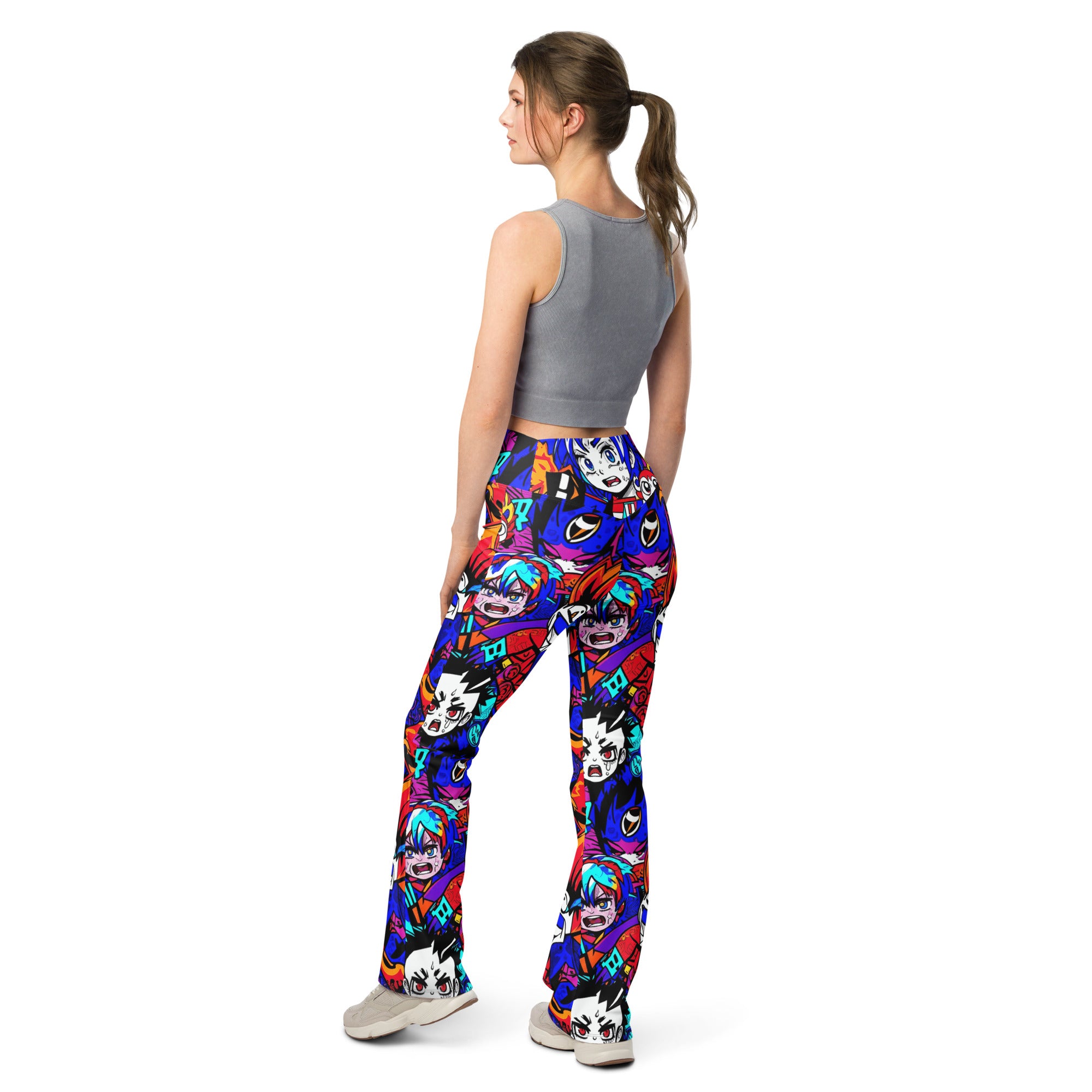 Anime Collage Dark Shonen Flare Leggings | GearBunch