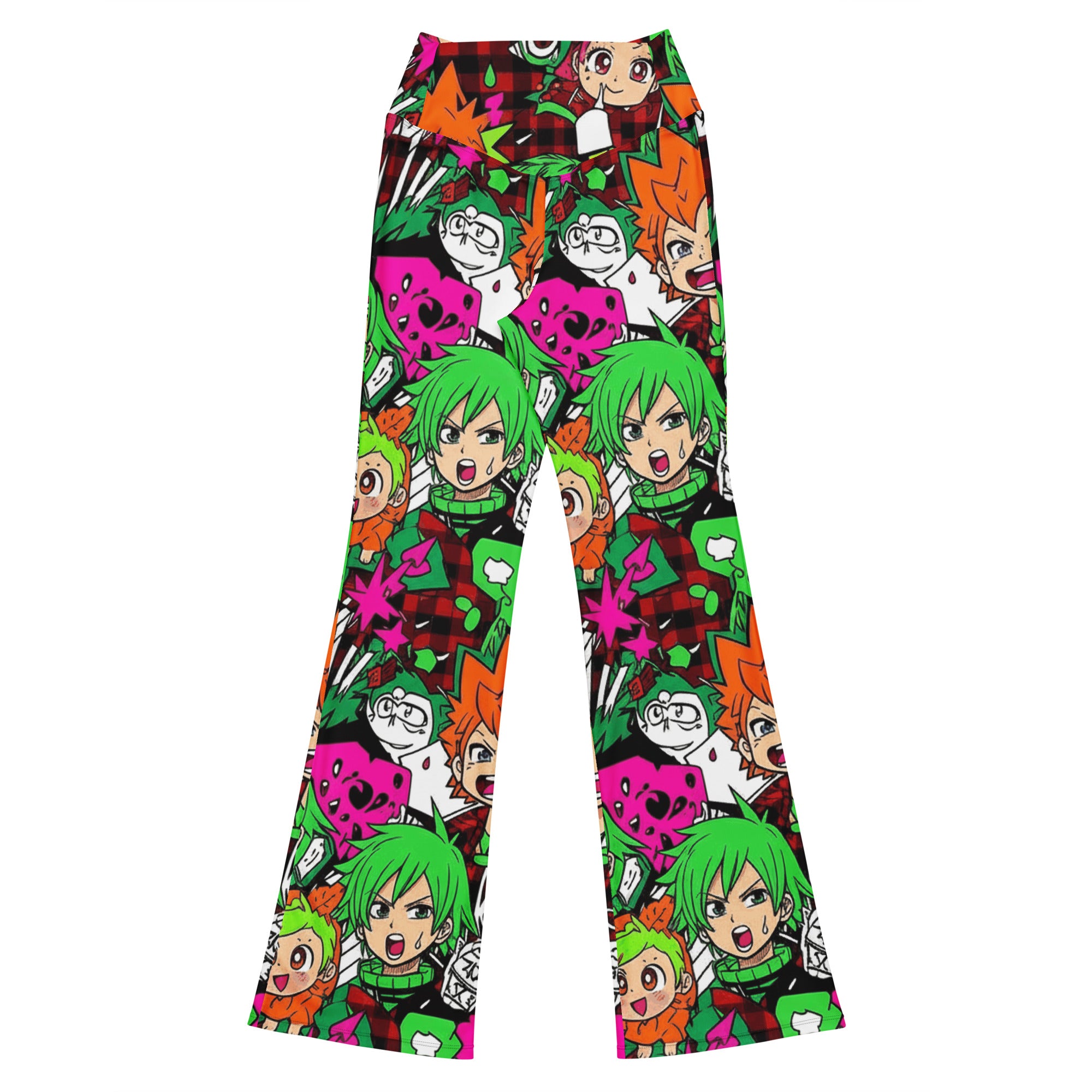 Anime Collage Flare Leggings | GearBunch