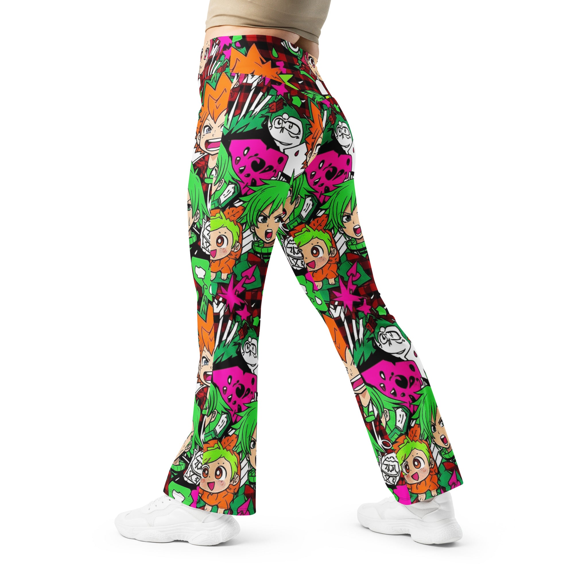 Anime Collage Flare Leggings | GearBunch
