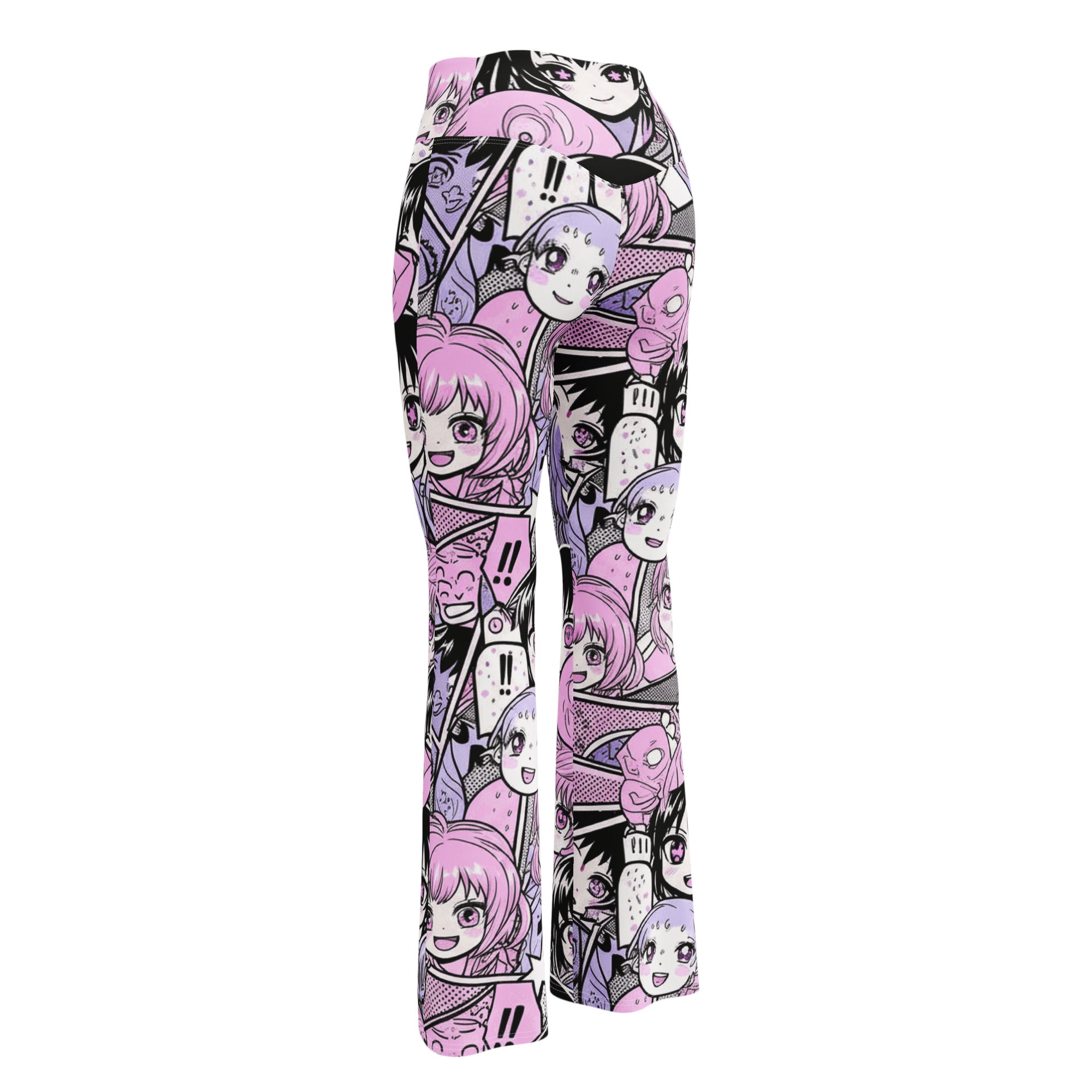 Anime Collage Kawaii Goth Flare Leggings | GearBunch
