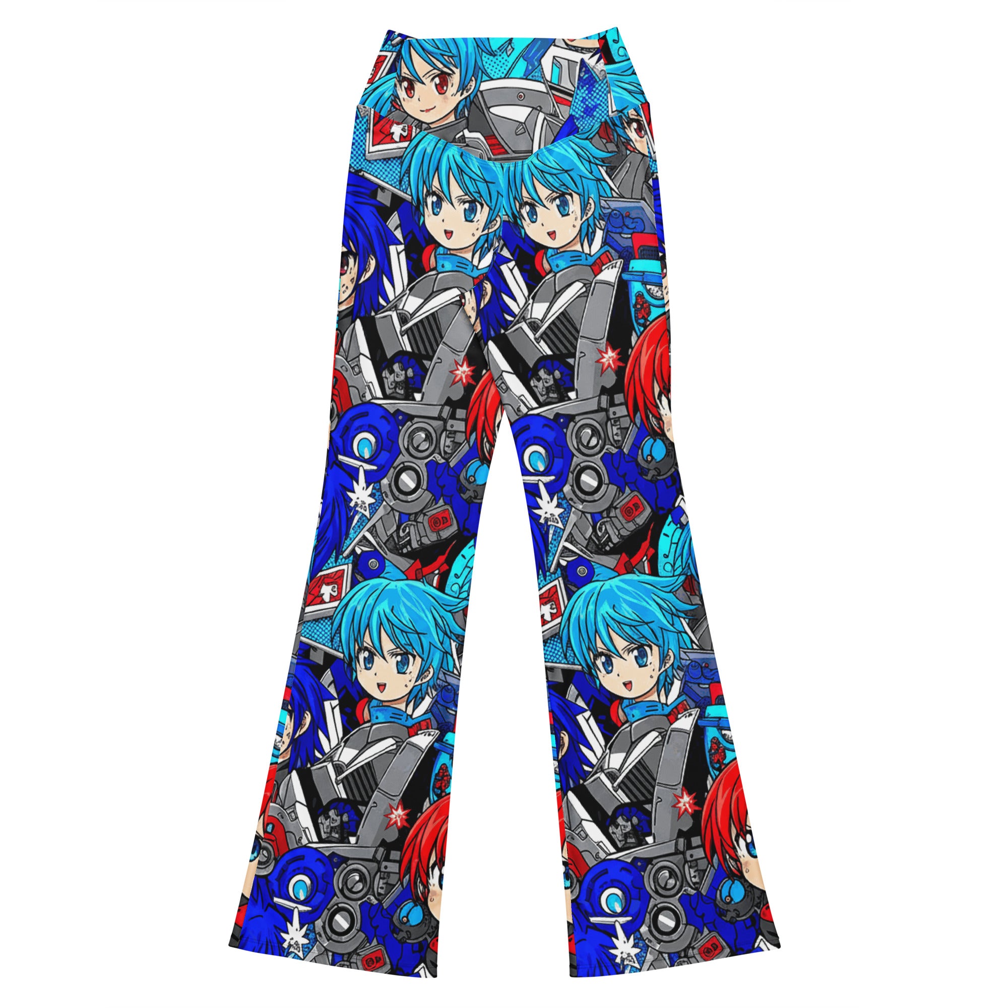 Anime Collage Mecha Pilot Flare Leggings | GearBunch