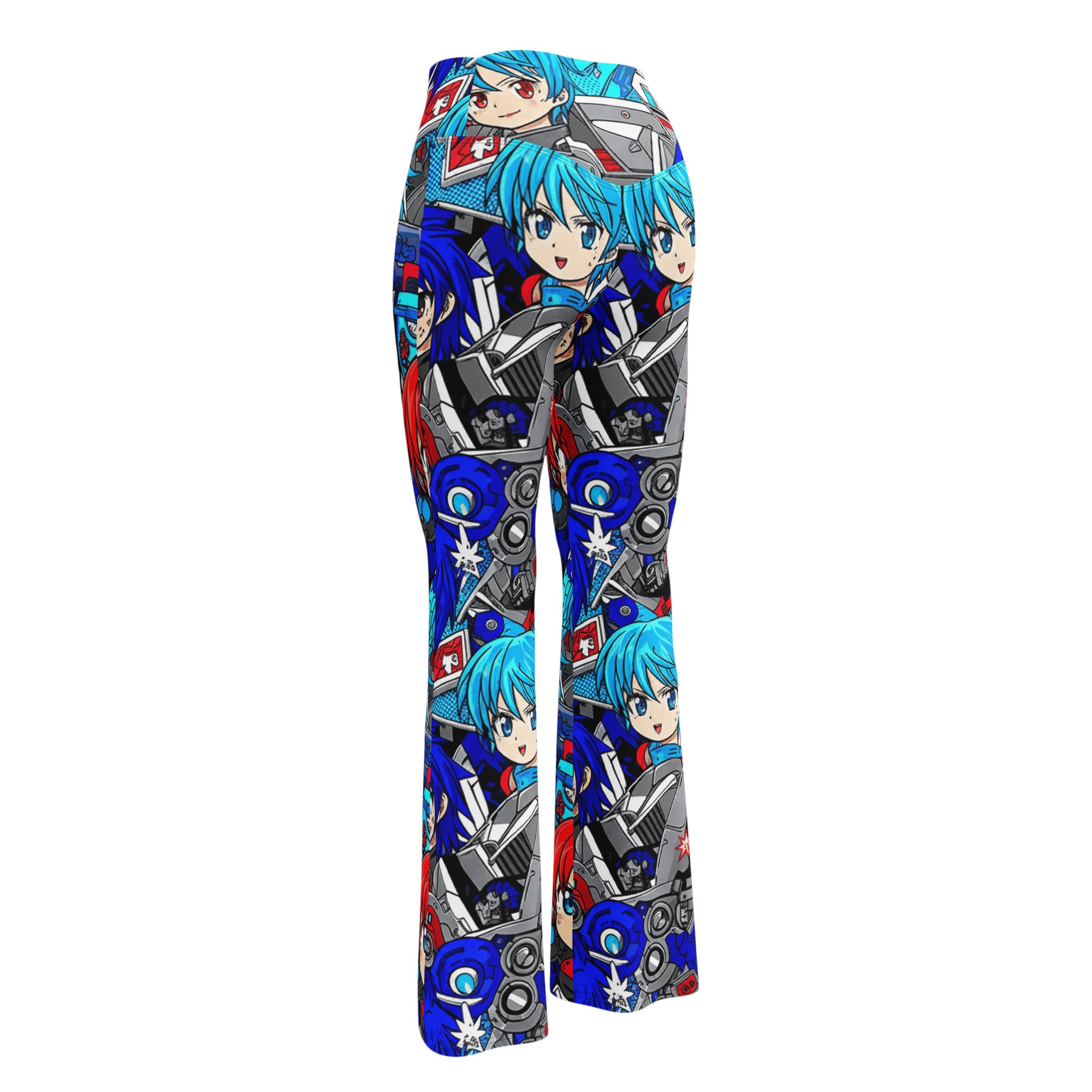 Anime Collage Mecha Pilot Flare Leggings | GearBunch