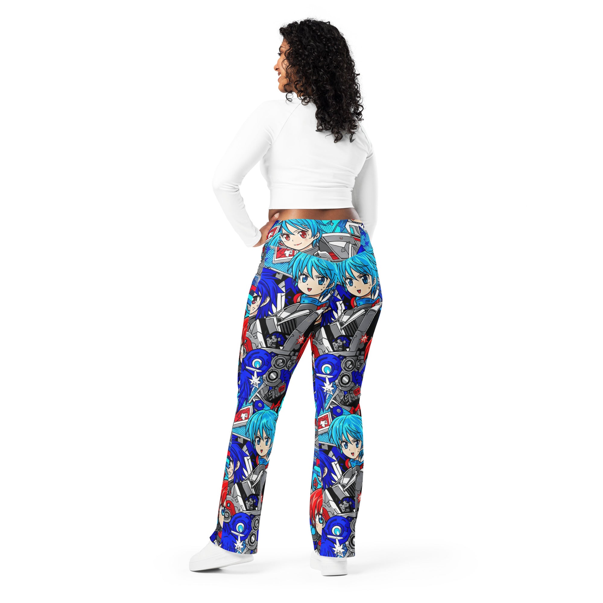 Anime Collage Mecha Pilot Flare Leggings | GearBunch
