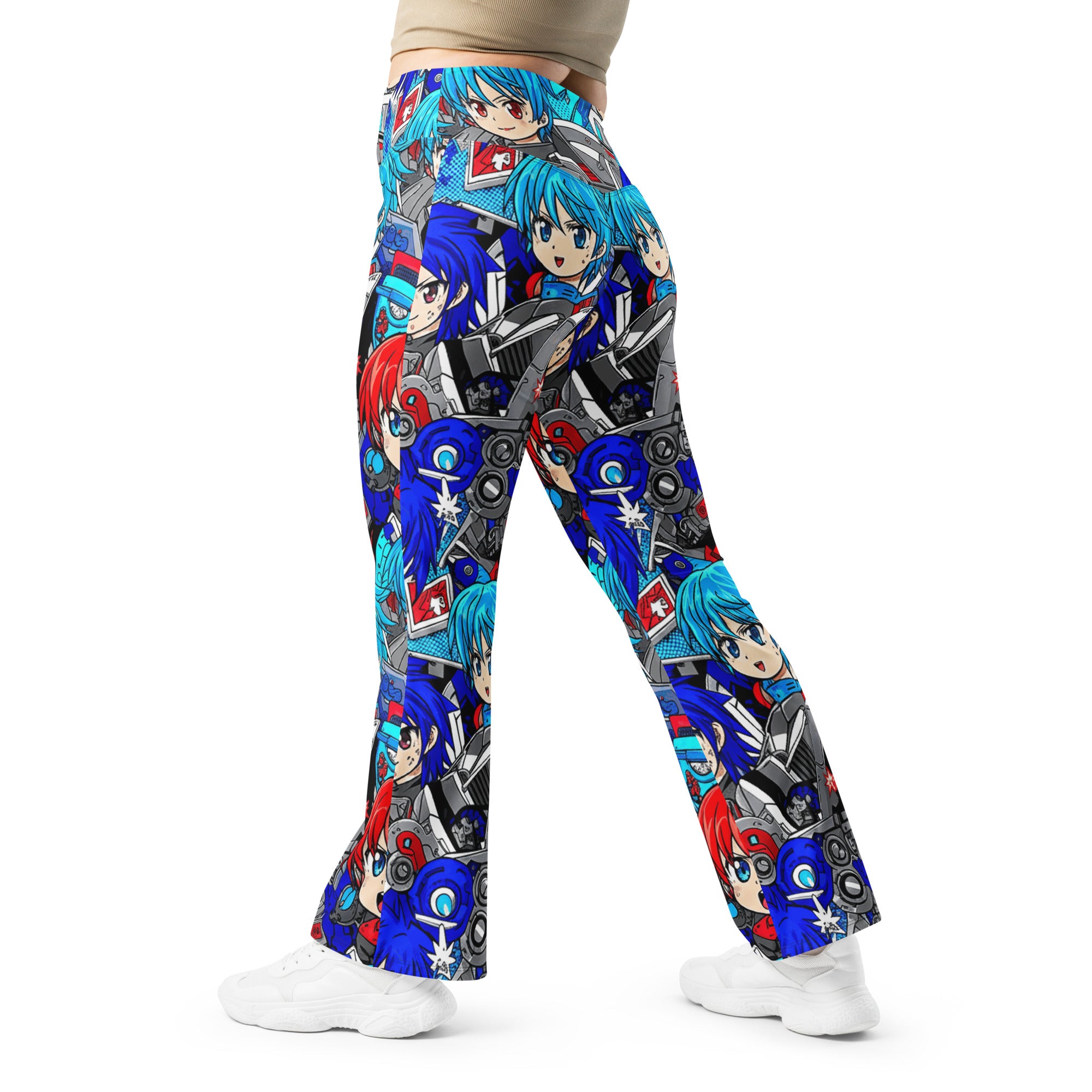 Anime Collage Mecha Pilot Flare Leggings | GearBunch