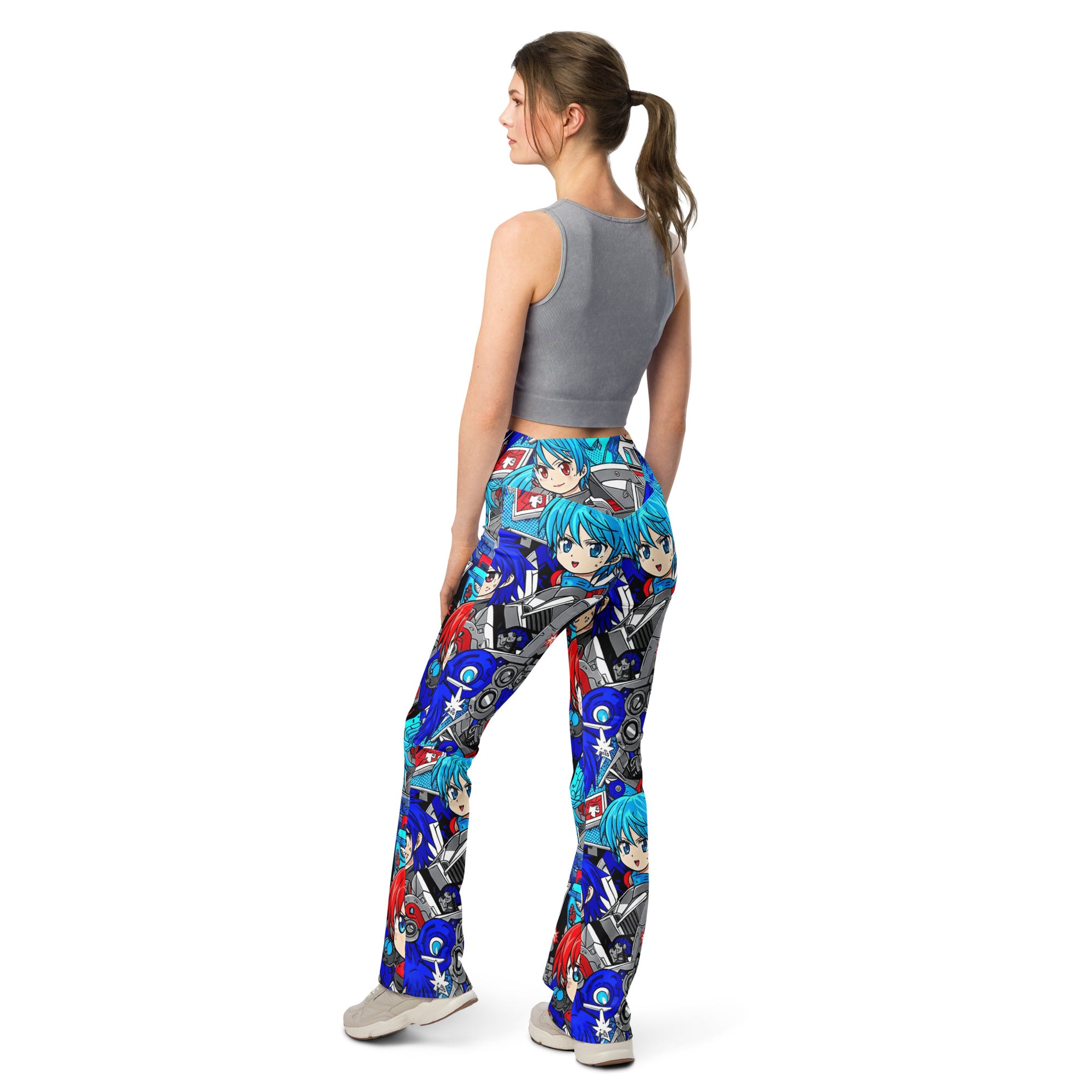 Anime Collage Mecha Pilot Flare Leggings | GearBunch