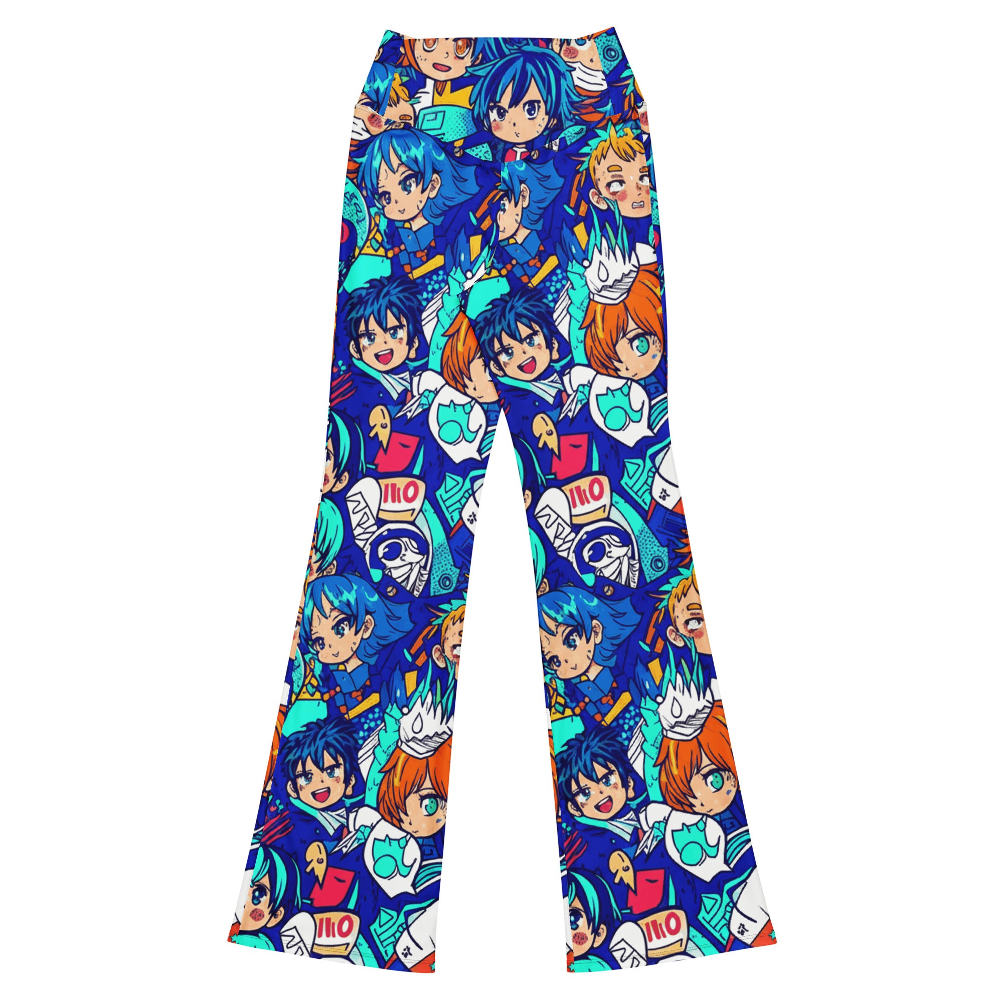 Anime Ocean Wave Flare Leggings | GearBunch