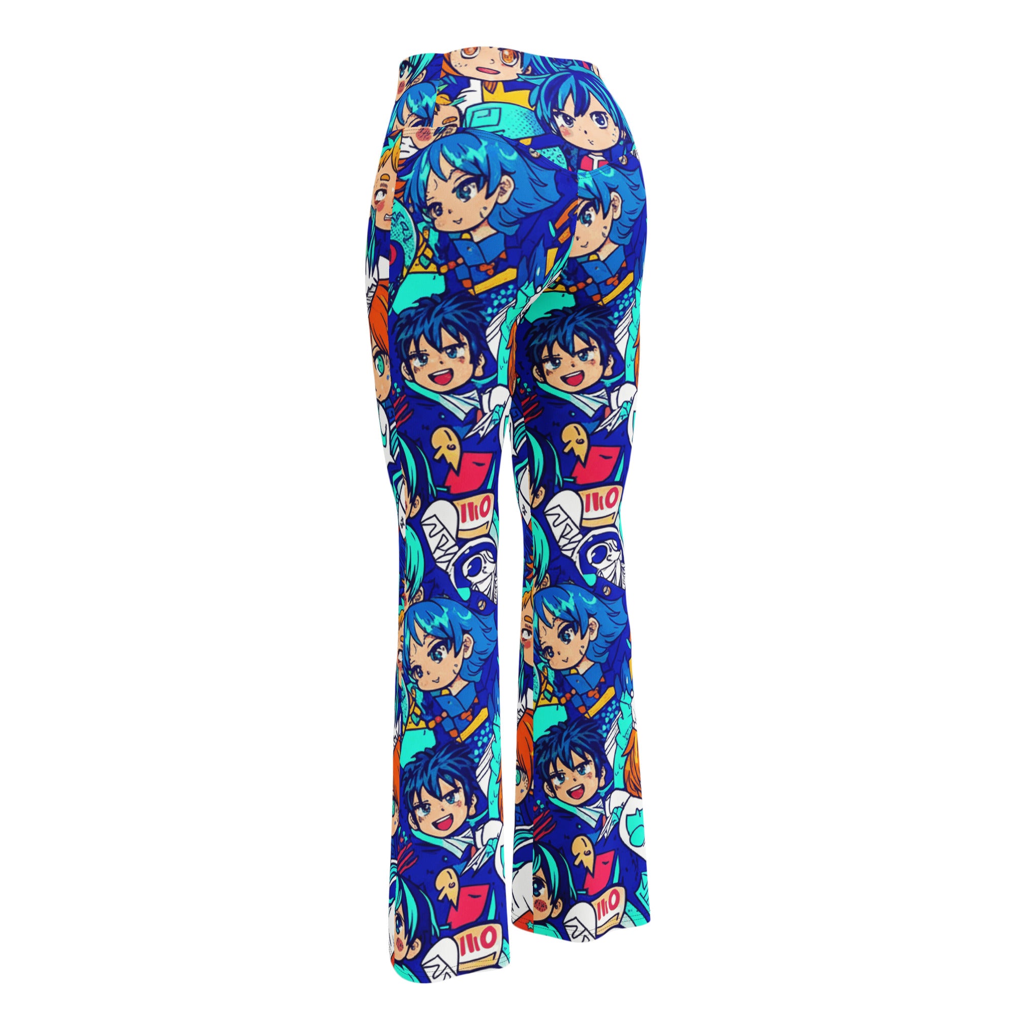Anime Ocean Wave Flare Leggings | GearBunch